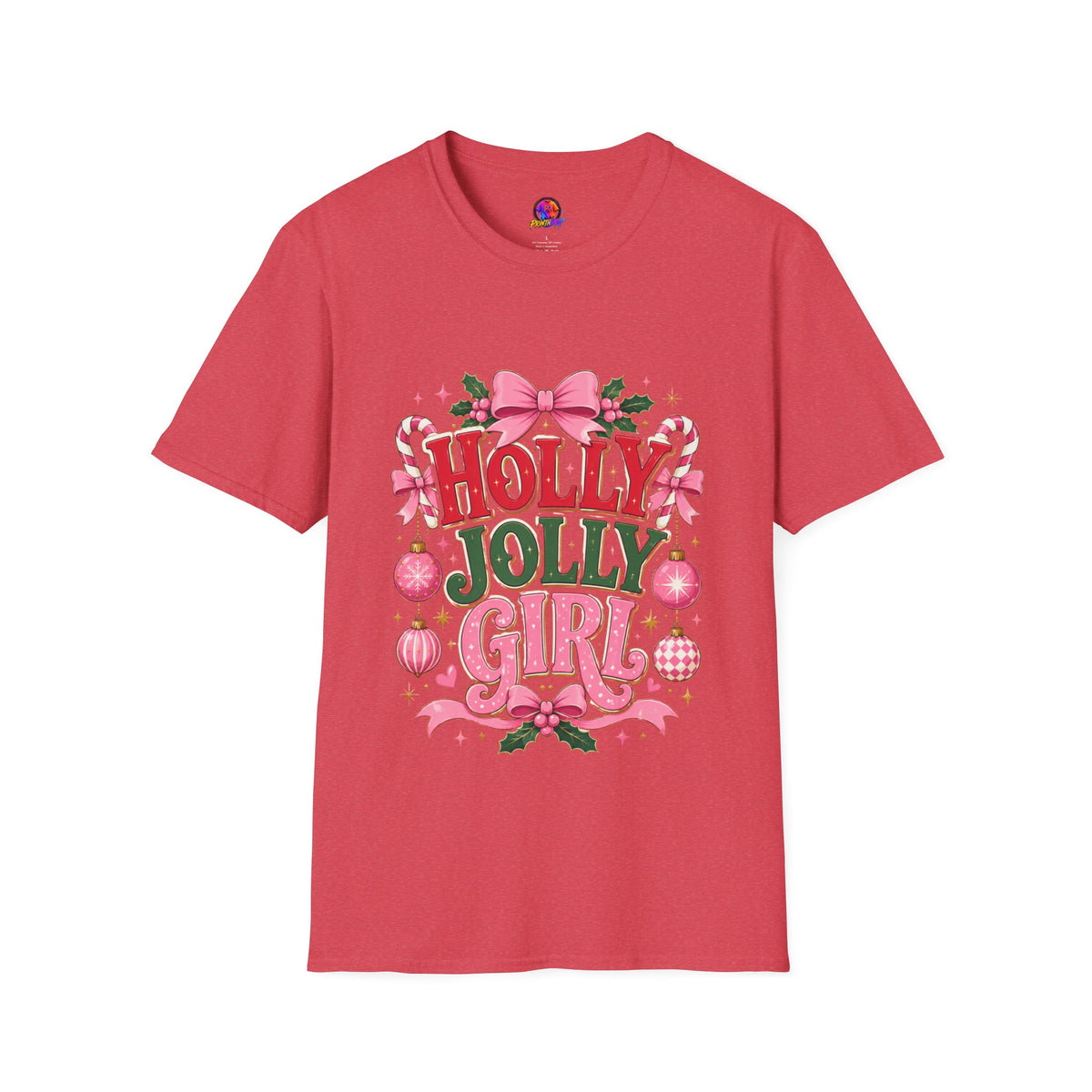 Holly Jolly Girl T-Shirt — Pink Holiday Graphic Tee