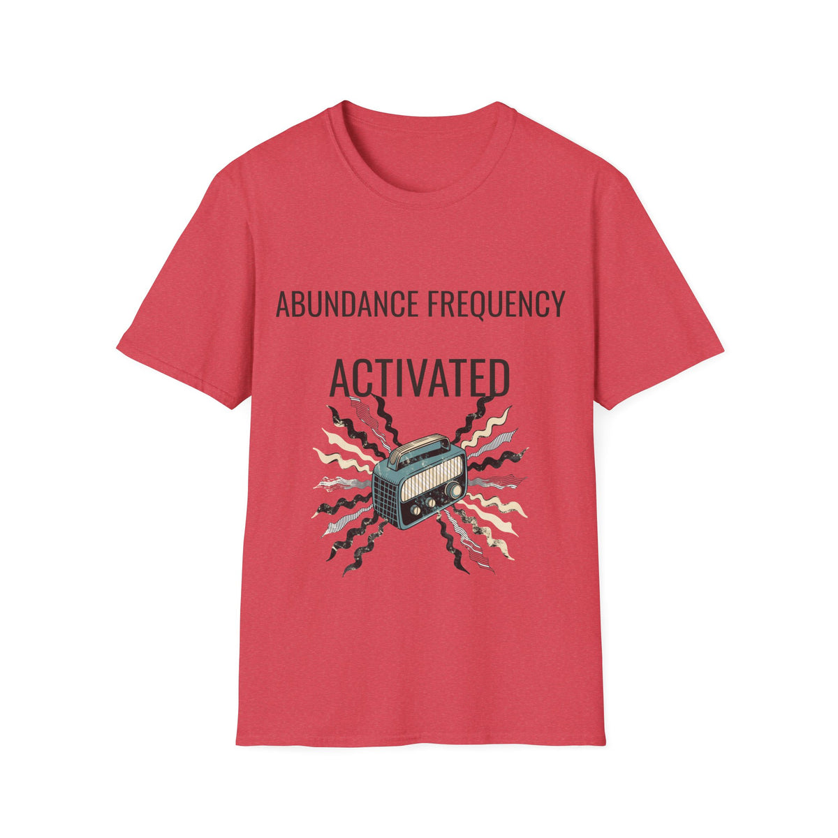 "Abundance Frequency Activated" Retro Radio Tee - Aesthetic Law Of Attraction Manifest White T-Shirt - Trending Now - September 2026