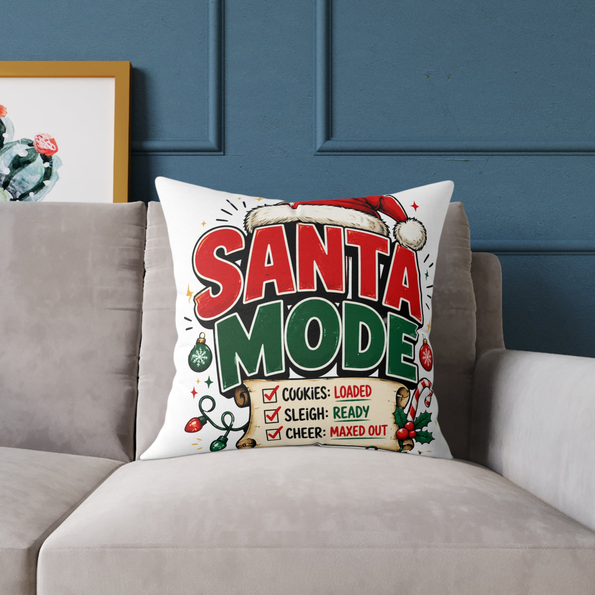 Christmas Santa Mode Holiday Throw Pillow – Festive Christmas Decorative Cushion