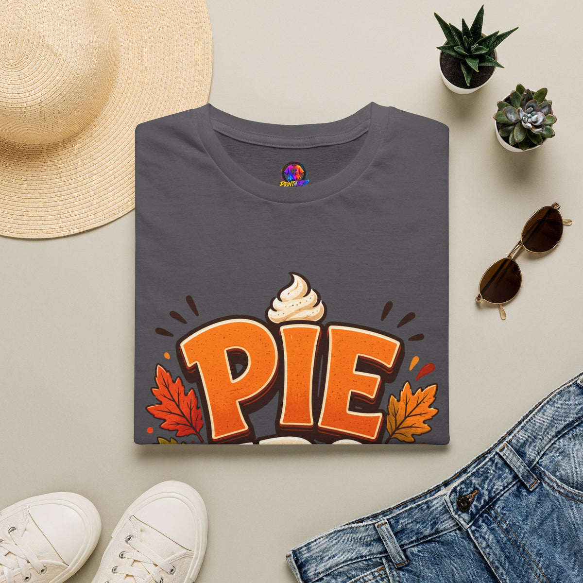 Thanksgiving T-Shirt Pie First T-Shirt — Funny Thanksgiving Pumpkin Pie Graphic Tee