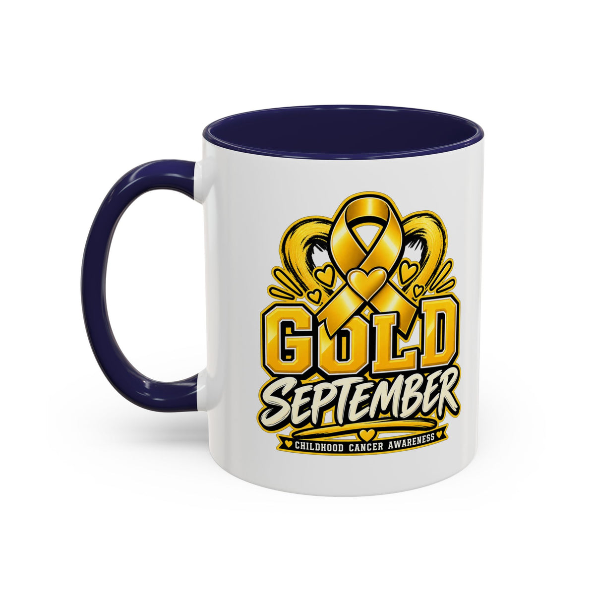 Gold September Coffee Mug — Childhood Cancer Awareness Accent Mug (11/15oz)