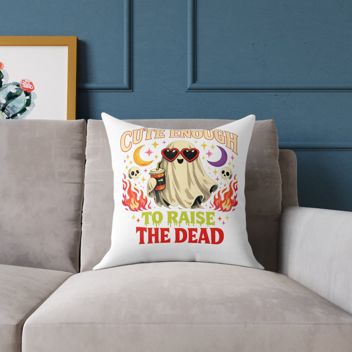 Halloween Ghost Pillow — "Cute Enough to Raise the Dead" Decorative Throw Pillow