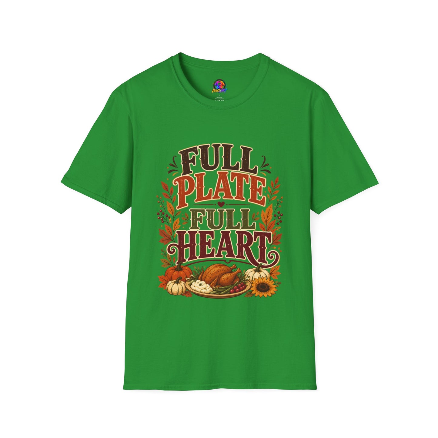 Thanksgiving T-Shirt - "Full Plate Full Heart" Fall Harvest Tee