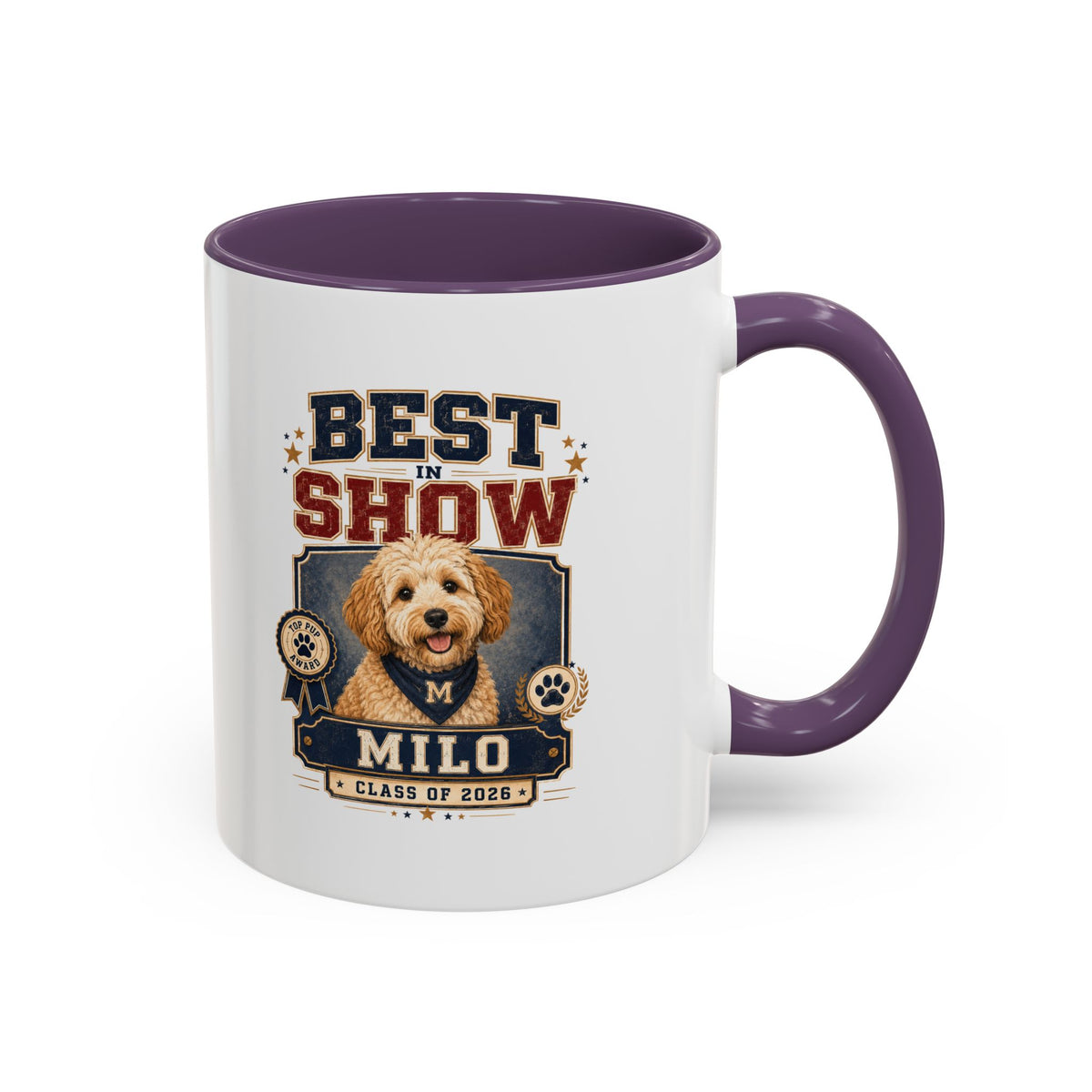 Milo Bailey Dog Dad Mom Best in Show Personalized Dog Photo Coffee Mug — Custom Name & Year