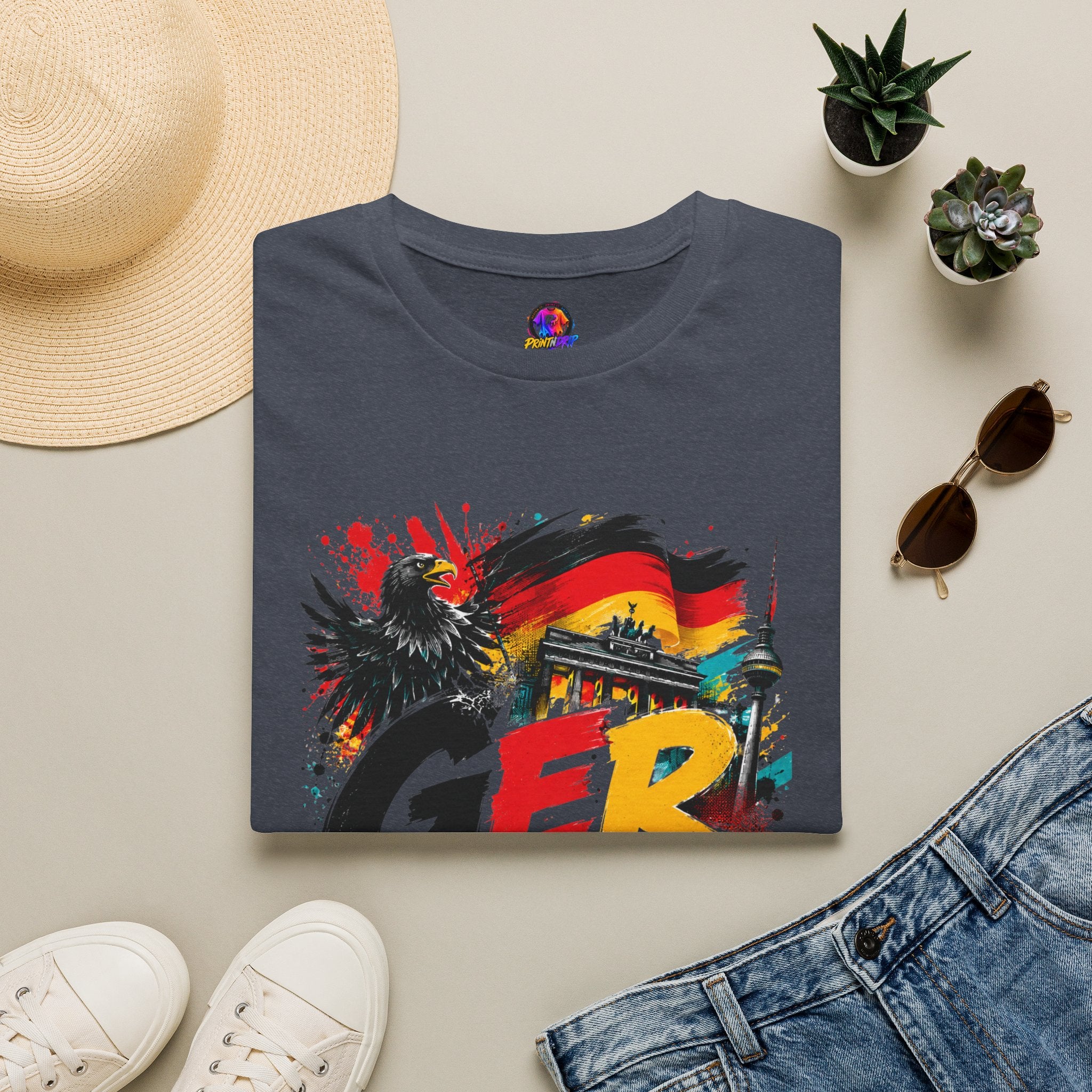 Germany Soccer Graphic T‑Shirt — Flag, Eagle & Brandenburger Tor Design