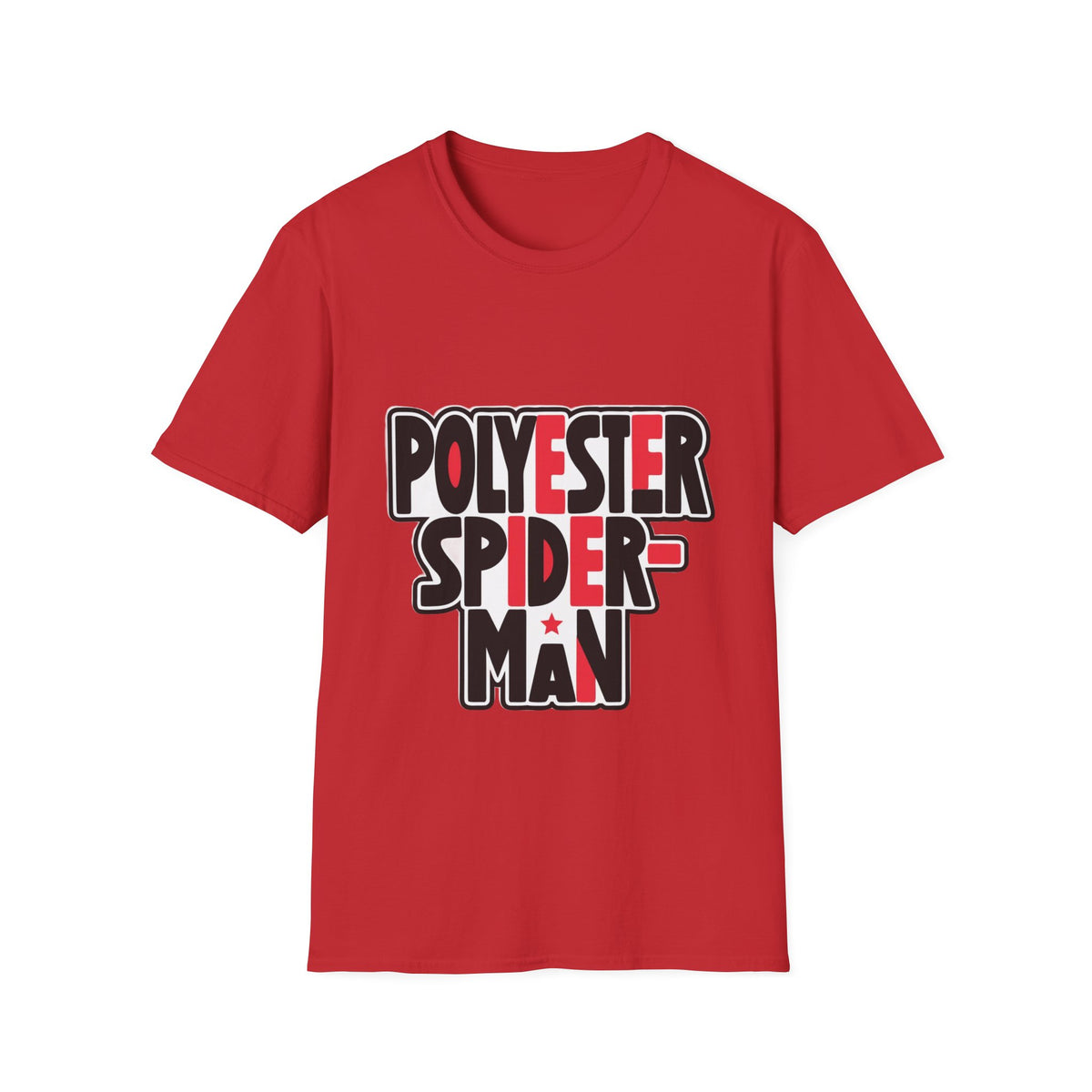 Polyester Spider-Man Bold Distressed Block Tee - Funny Comic Parody Graphic T-Shirt - Trending Now - September 2026