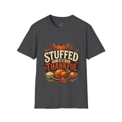 Stuffed and Thankful T-Shirt — Thanksgiving Pumpkin Fall Graphic Tee