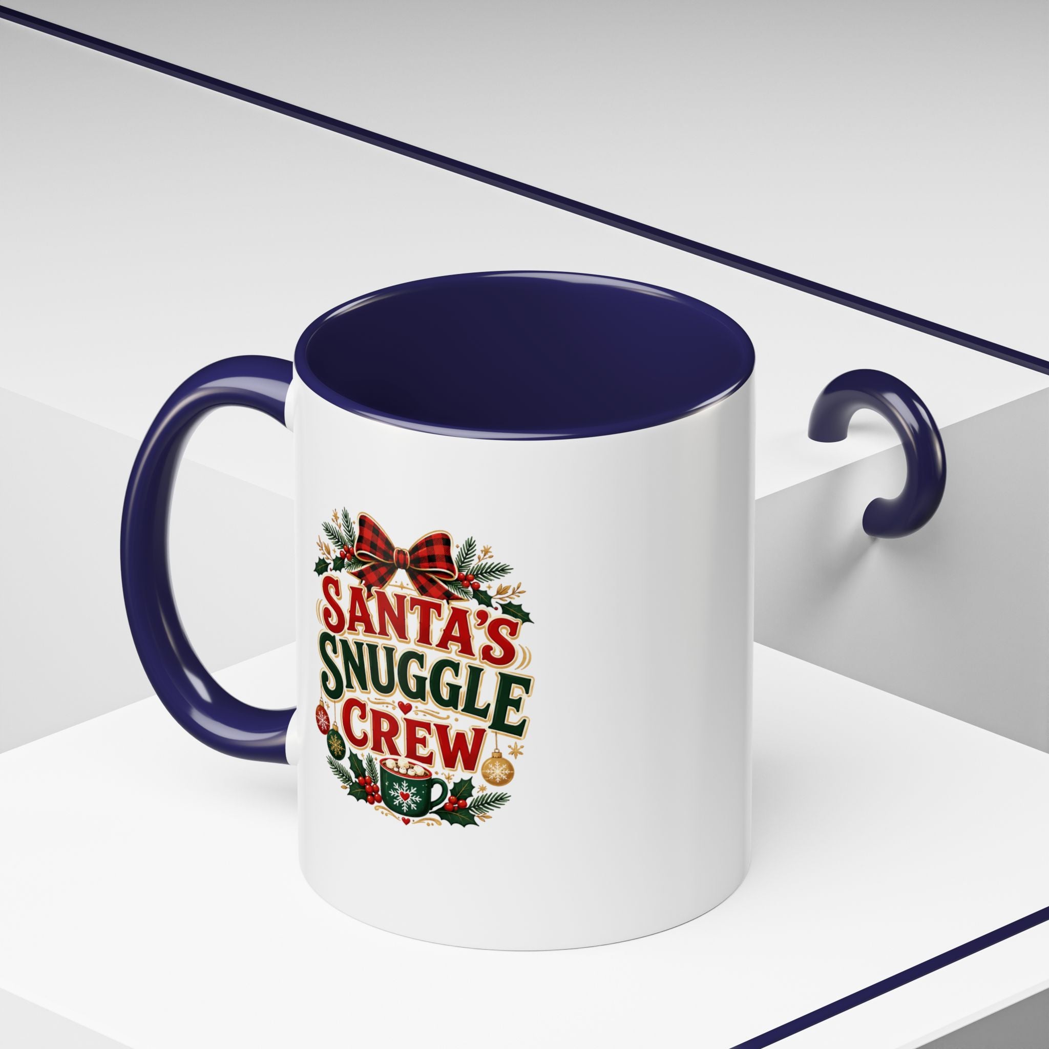 Santa’s Snuggle Crew Accent Coffee Mug — Holiday Christmas Cocoa Cup