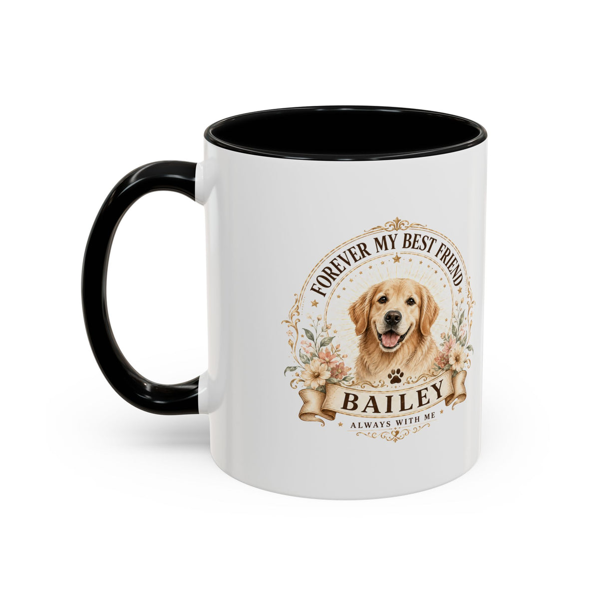 Milo Bailey Dog Dad Mom Golden Retriever Coffee Mug — “Forever My Best Friend” Personalized Dog Mug (Bailey)
