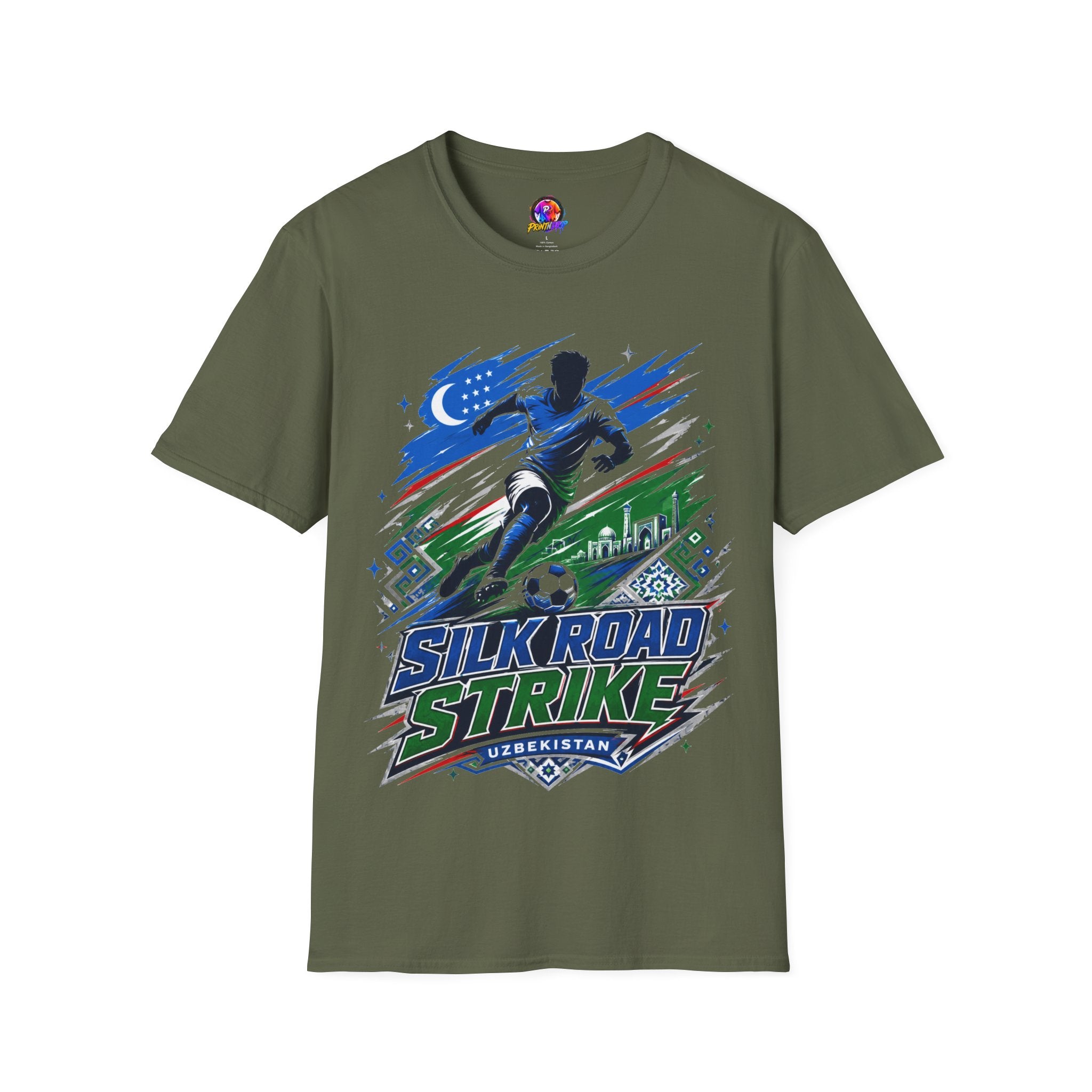 Silk Road Strike Soccer T-Shirt — Uzbekistan Football Graphic Tee