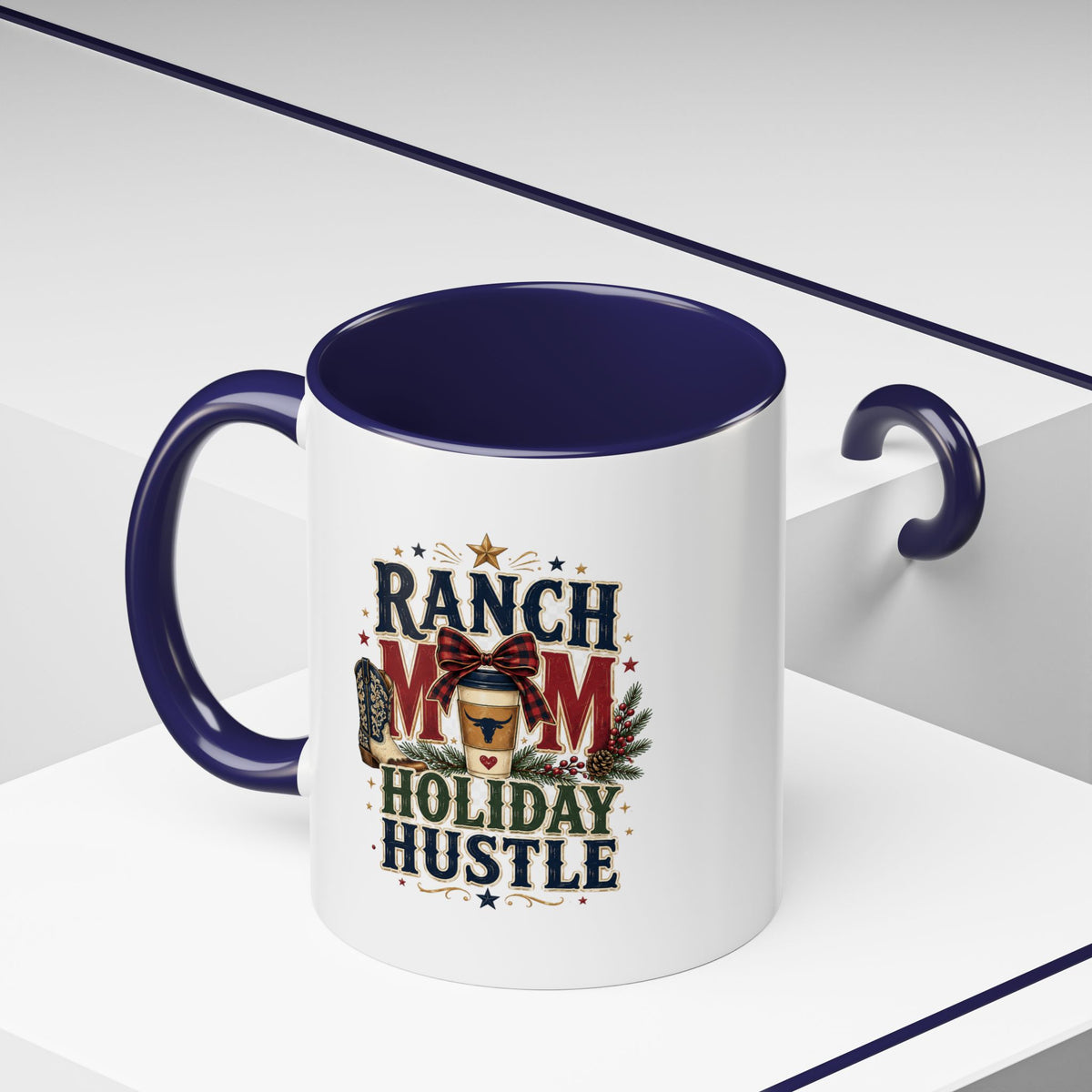 Modern Day Christmas Ranch Mom Holiday Hustle Accent Coffee Mug