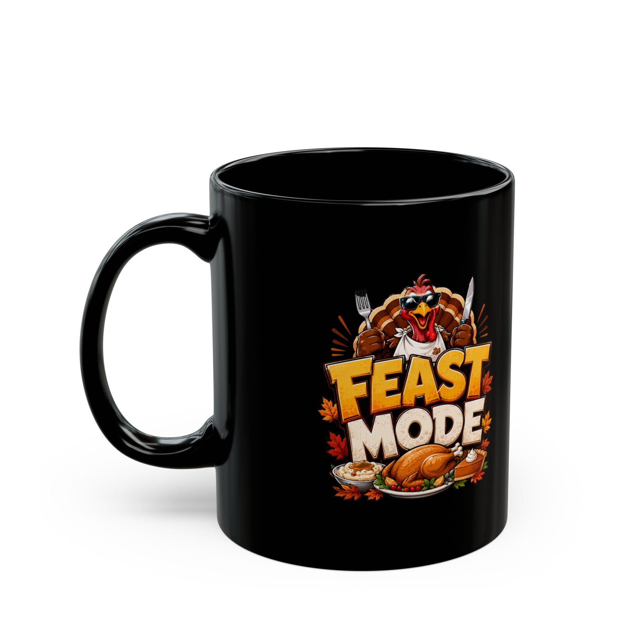 Thanksgiving Black Mug Feast Mode Mug – Thanksgiving Turkey Coffee Cup
