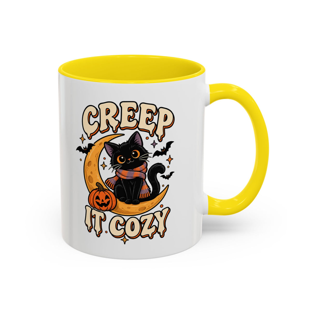 Creepy It Cozy Black Cat Halloween Accent Coffee Mug (11/15oz)