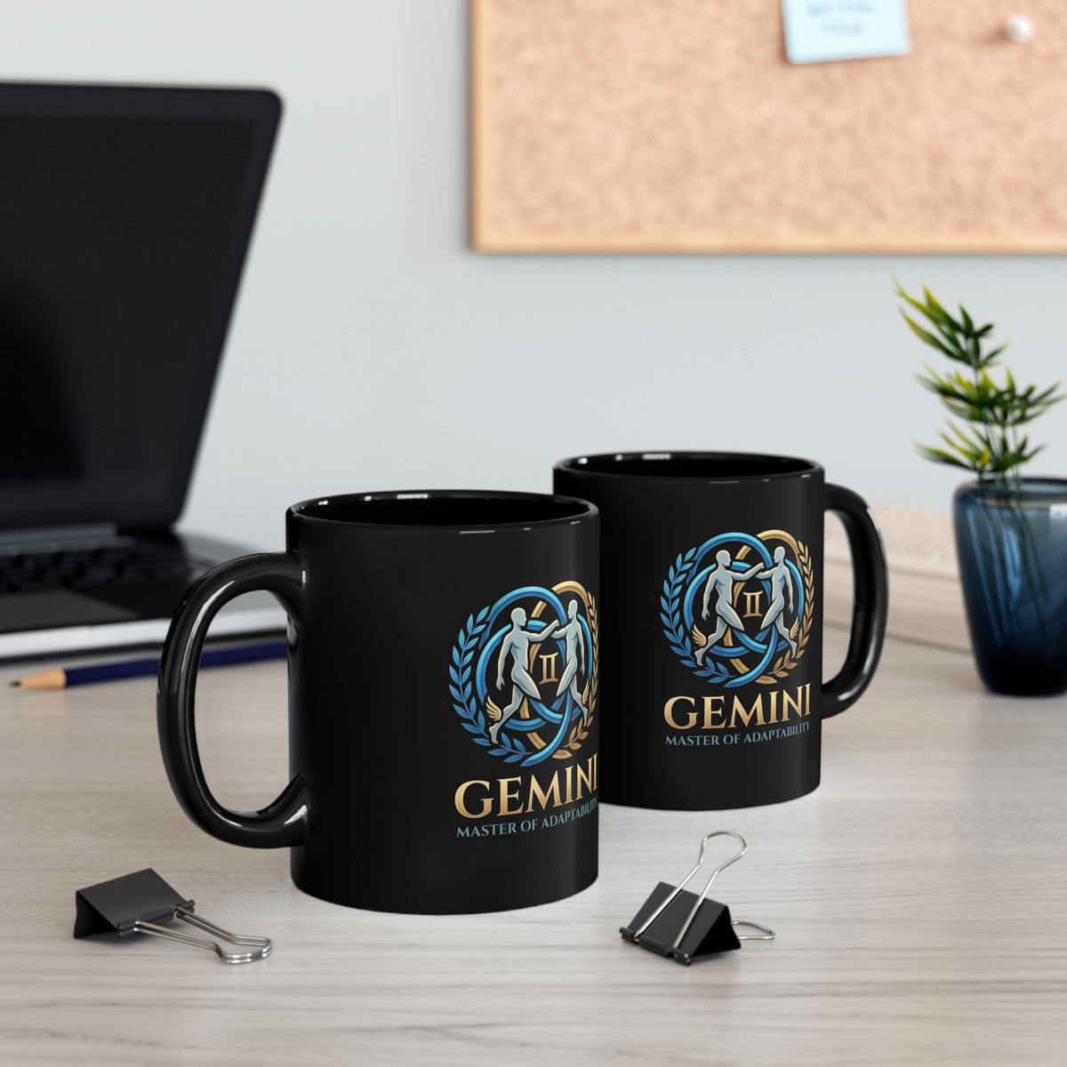 Gemini Zodiac Black Mug