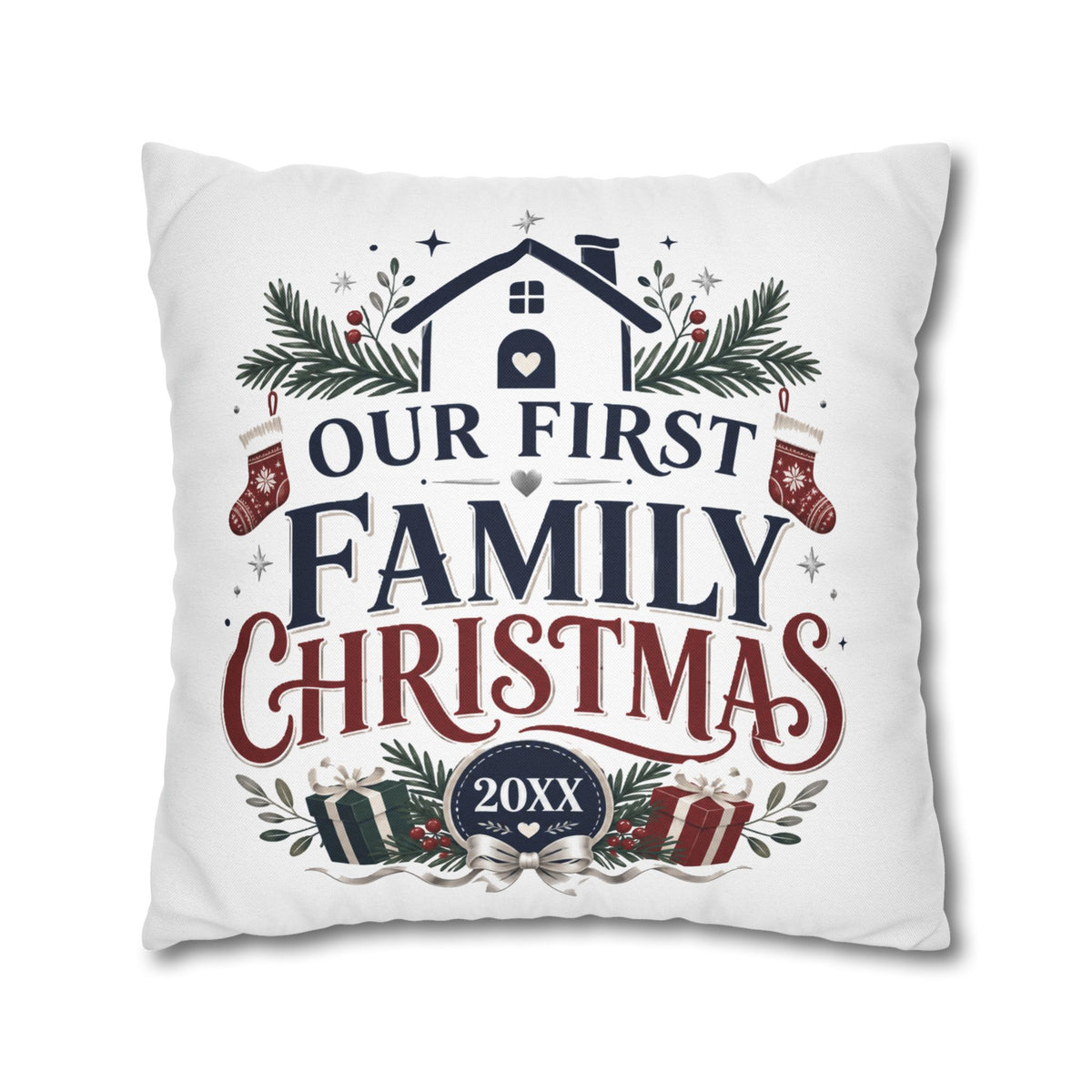 Our First Family Christmas Pillowcase – Personalized 20XX Holiday Decor
