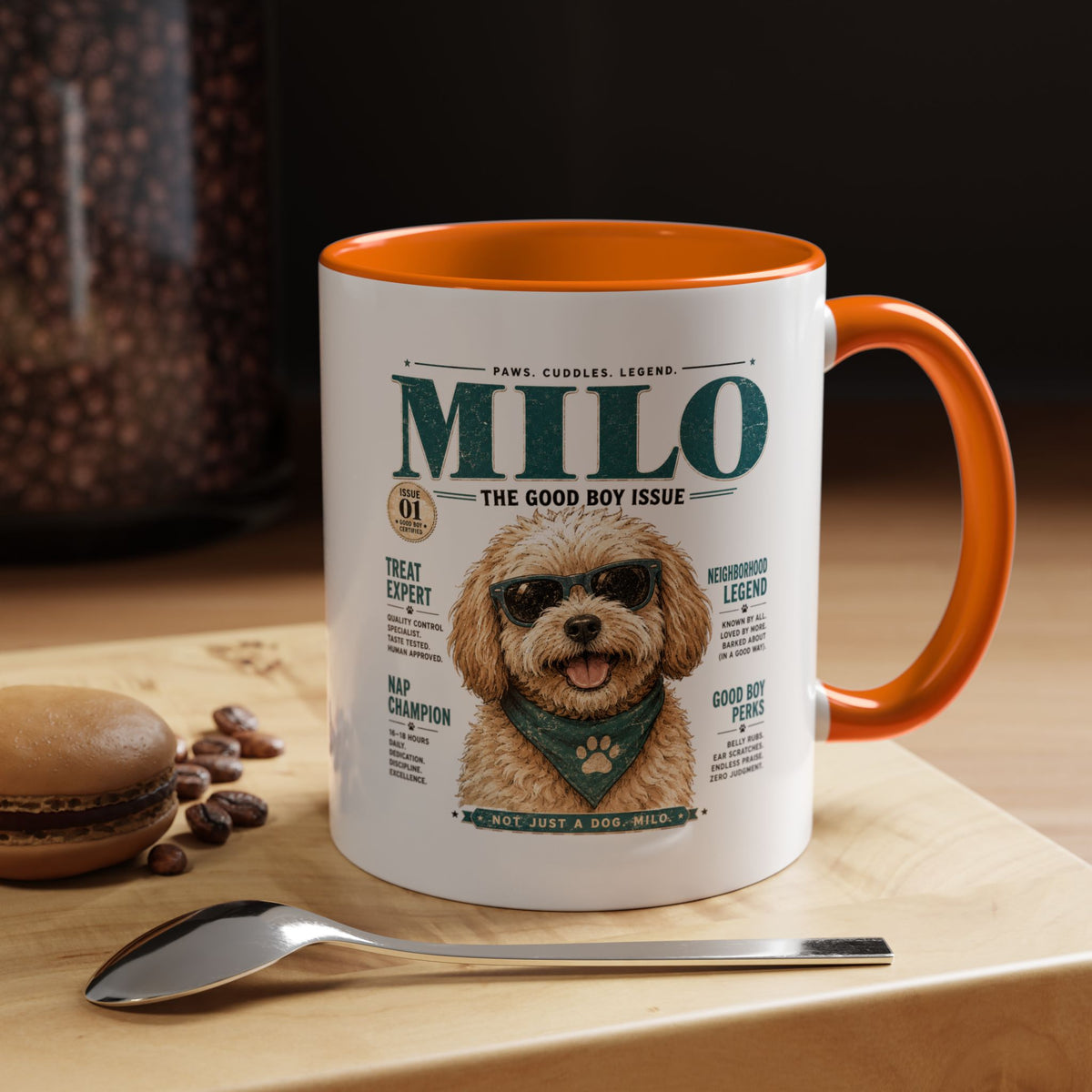Milo Bailey Dog Dad Mom Milo Magazine-Style Accent Coffee Mug — Cute Dog Portrait