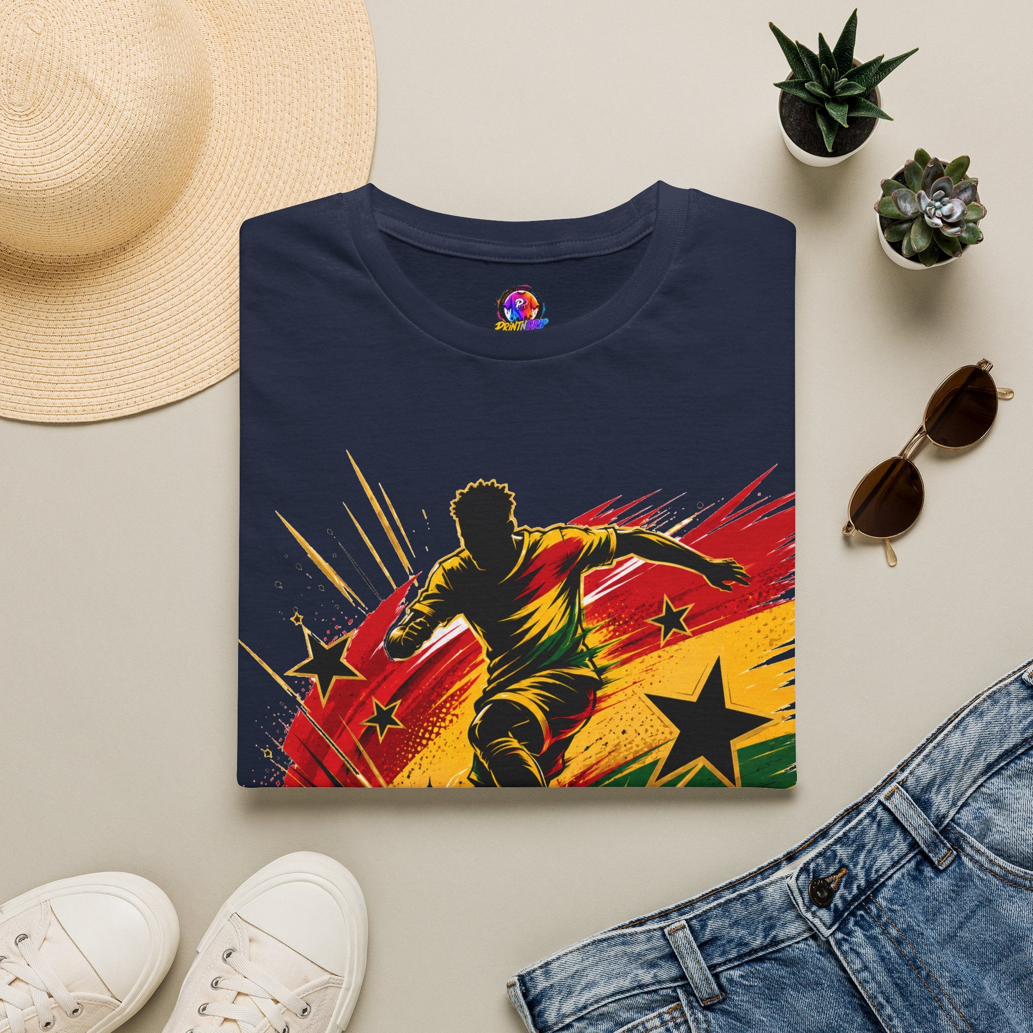 Ghana Star Power Soccer T-Shirt — Afro Football Fan Tee - Ghana T-Shirt