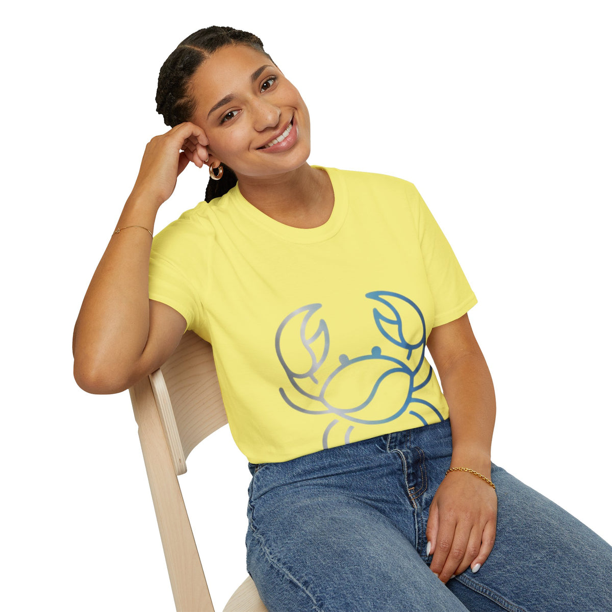 Crab Graphic T-Shirt — Coastal Blue Minimalist Beach Tee