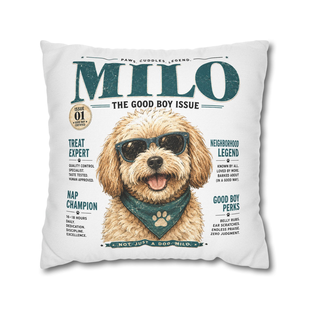 Milo 'The Good Boy Issue' Decorative Pillowcase Milo Bailey Dog Dad Mom