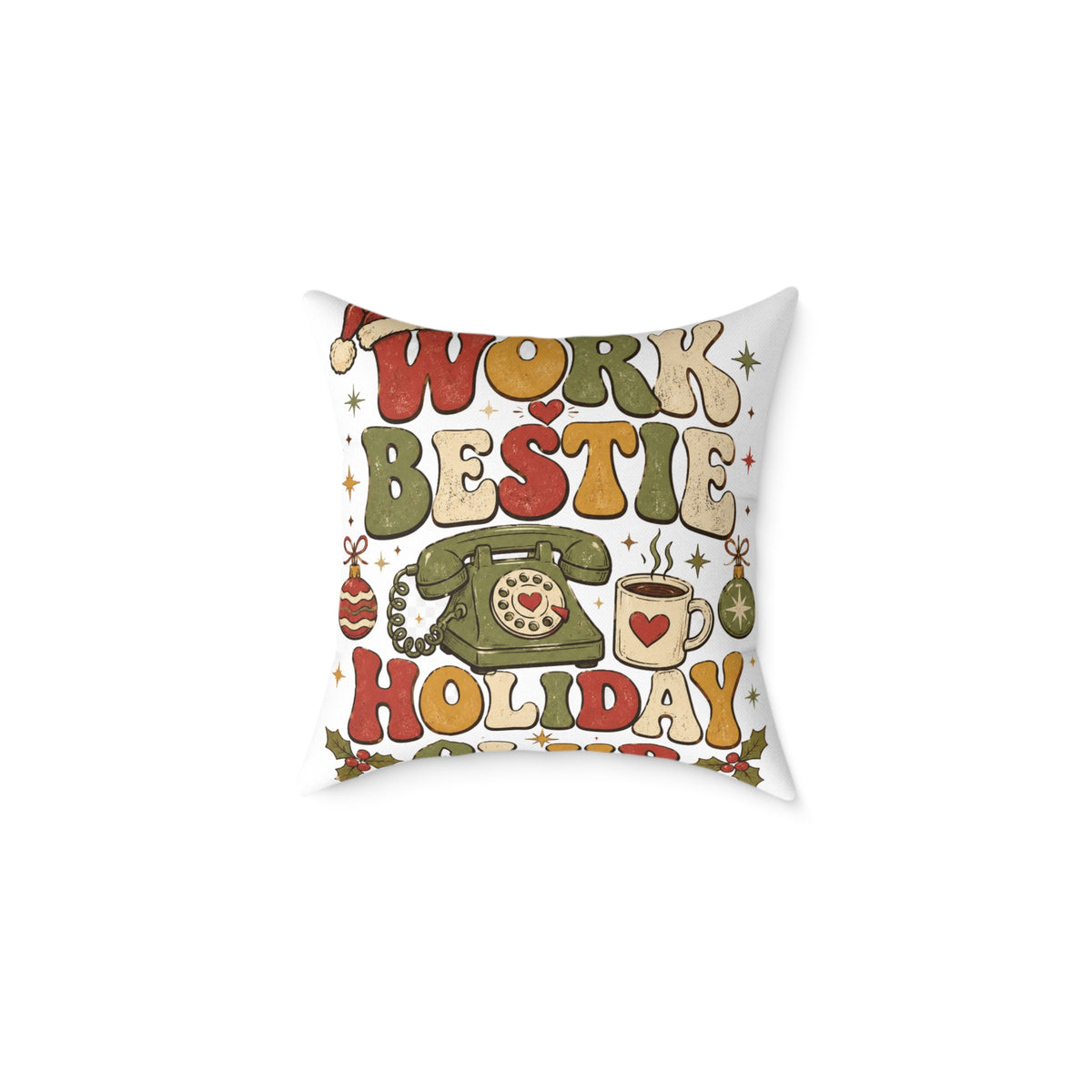 Modern Day Christmas Holiday 'Work Bestie' Decorative Throw Pillow