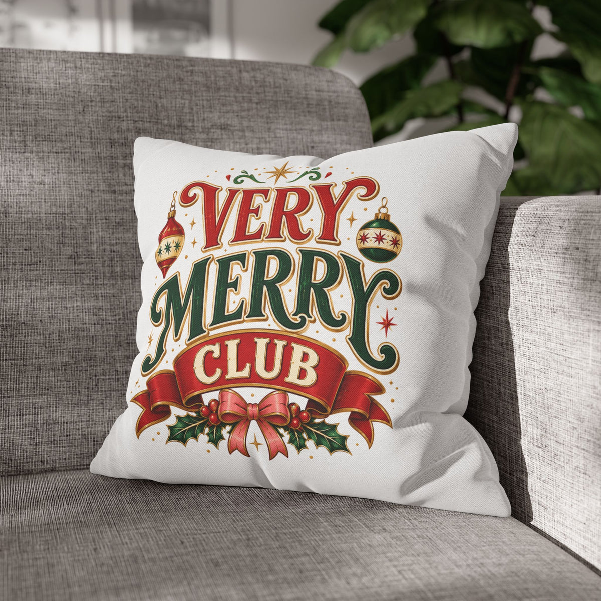 Christmas Very Merry Club Holiday Pillowcase — Christmas Decorative Throw Pillow