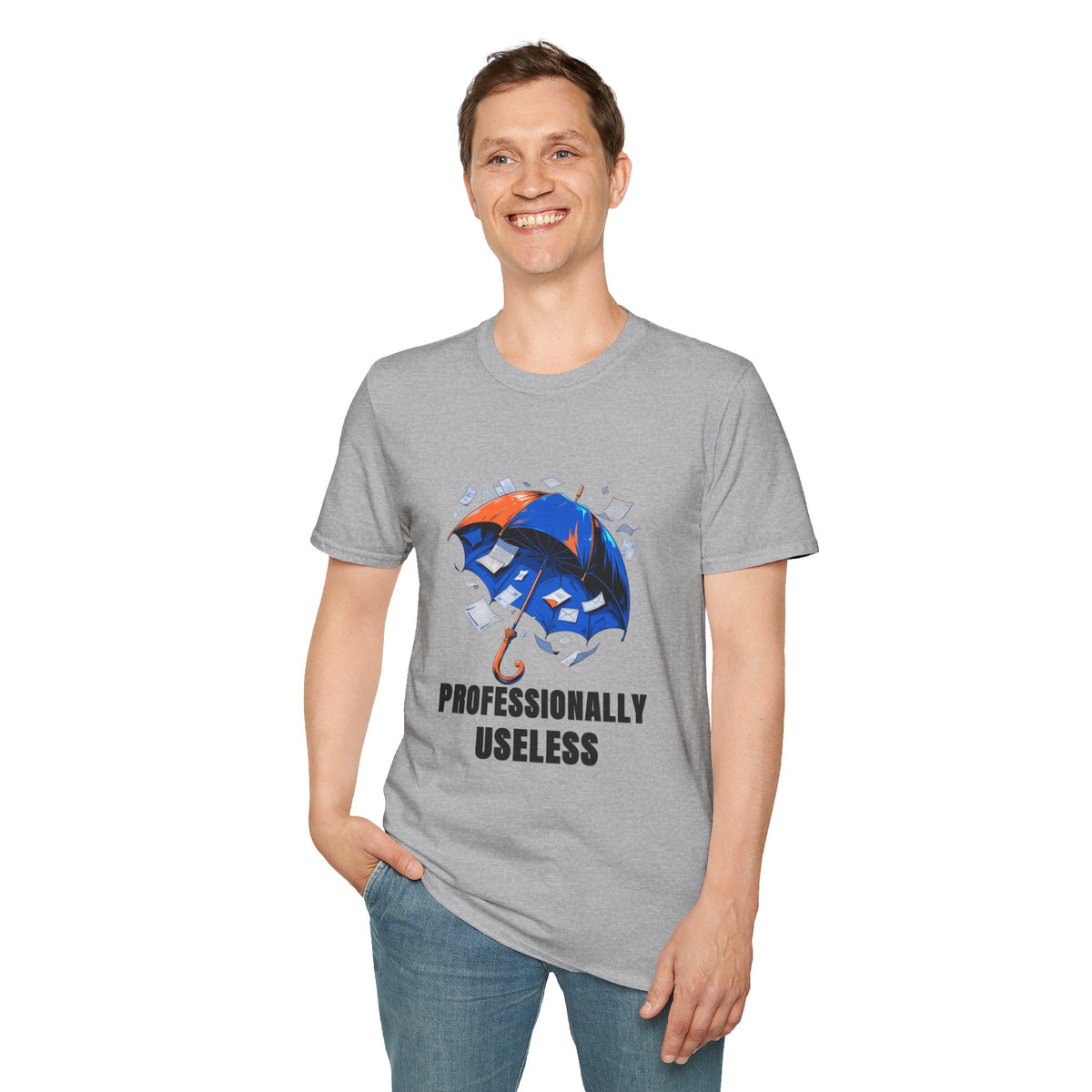 Professionally Useless T-Shirt — Illustrated Umbrella Graphic - Trending Now - August 2026