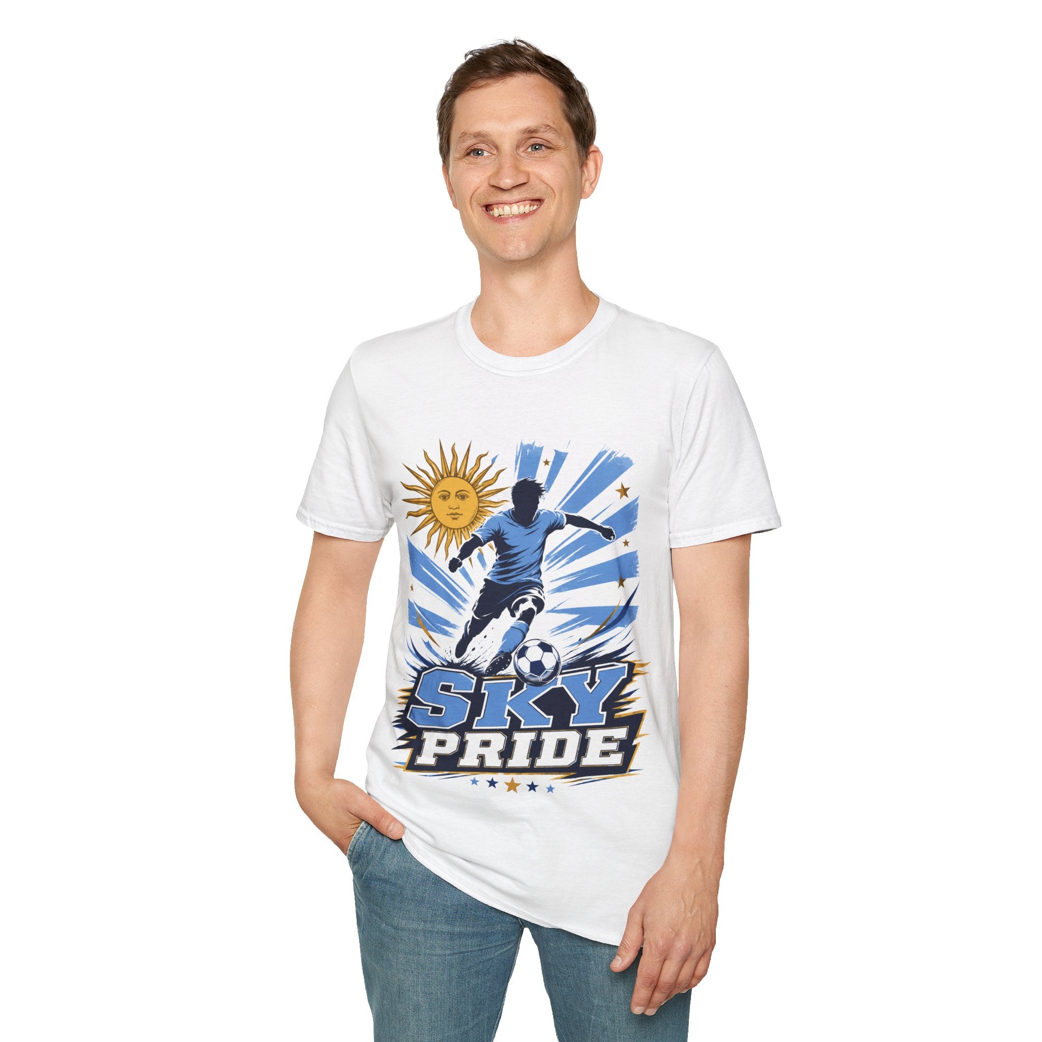 Uruguay Soccer Sky Pride T-Shirt — Argentina Sun Football Graphic Tee
