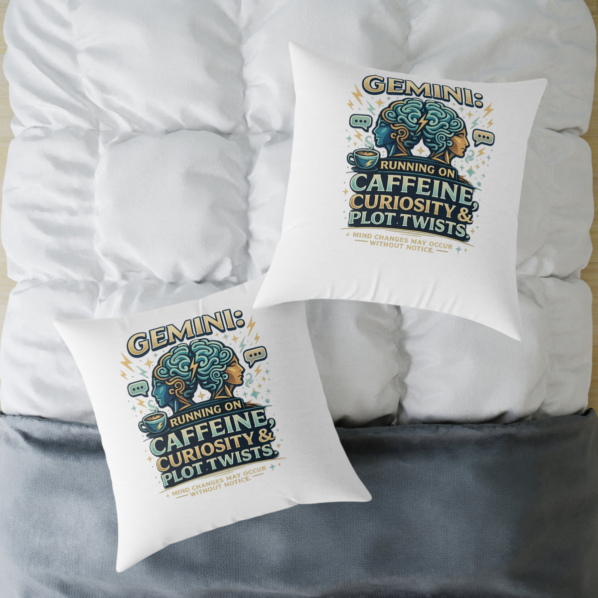 Gemini Zodiac Running On Caffeine Square Poly Canvas Pillow