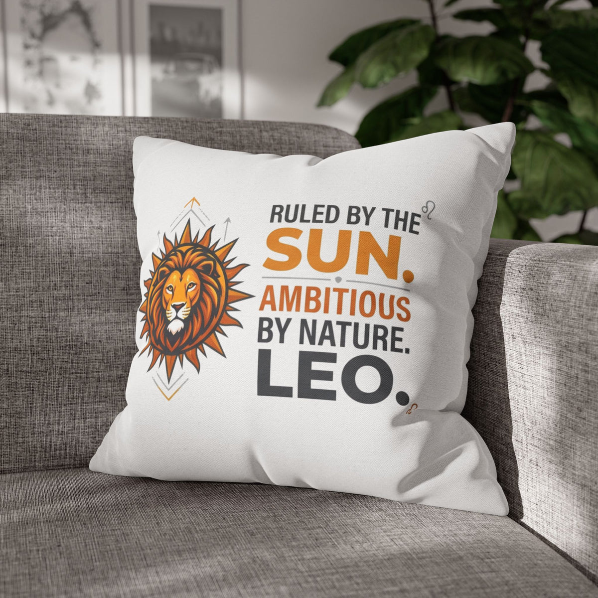 Leo Zodiac Ruled By The Sun Spun Polyester Square Pillowcase