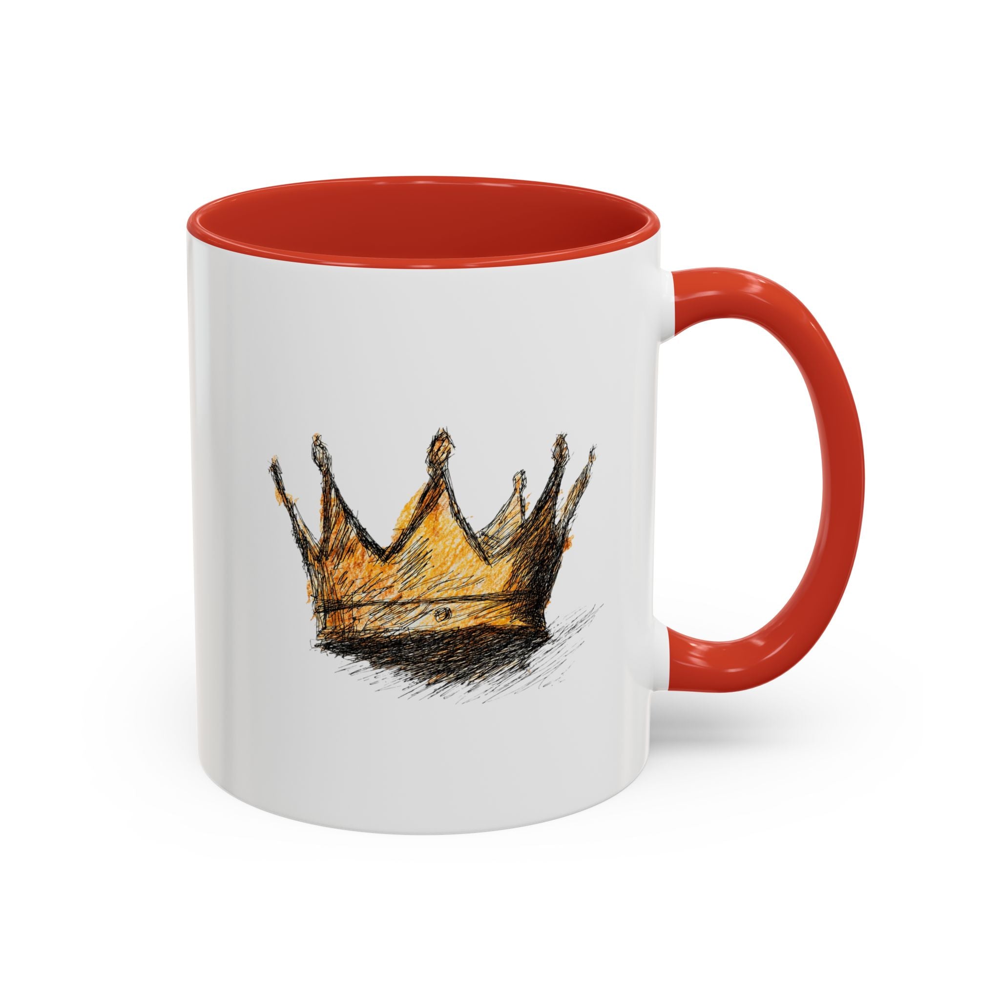 Royal Crown Accent Coffee Mug — Hand-Sketched Gold Crown Design