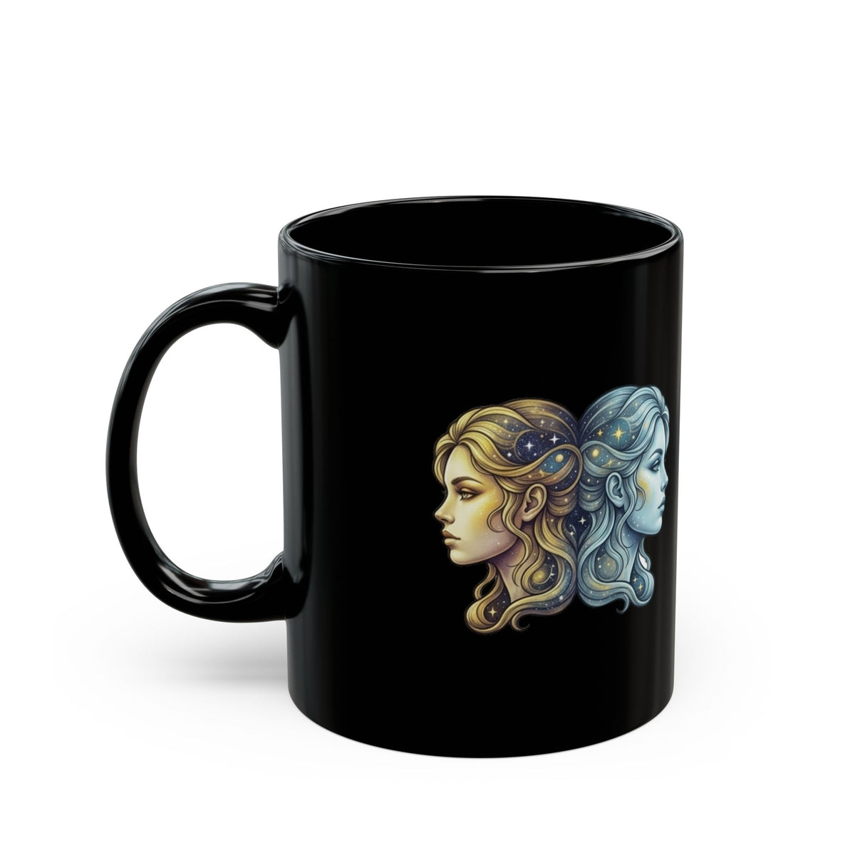 Gemini Zodiac Black Mug