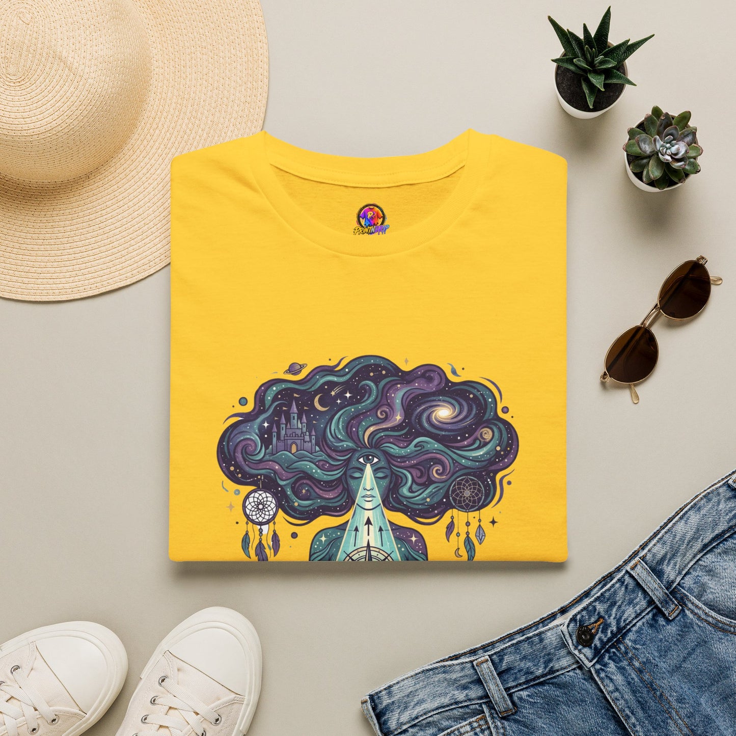 Dreamy Meditation T-Shirt — 'Guided by dreams, ruled by intuition' Spiritual Art Tee