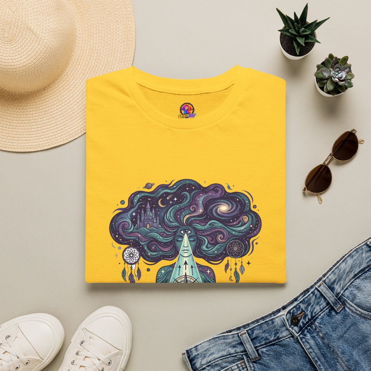 Dreamy Meditation T-Shirt — 'Guided by dreams, ruled by intuition' Spiritual Art Tee