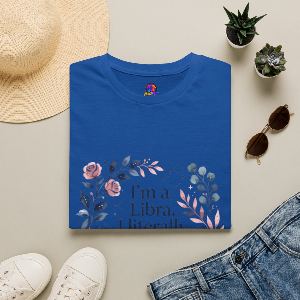 Libra Floral Zodiac T-Shirt — "I'm a Libra, I Literally Cannot Help Being Charming"