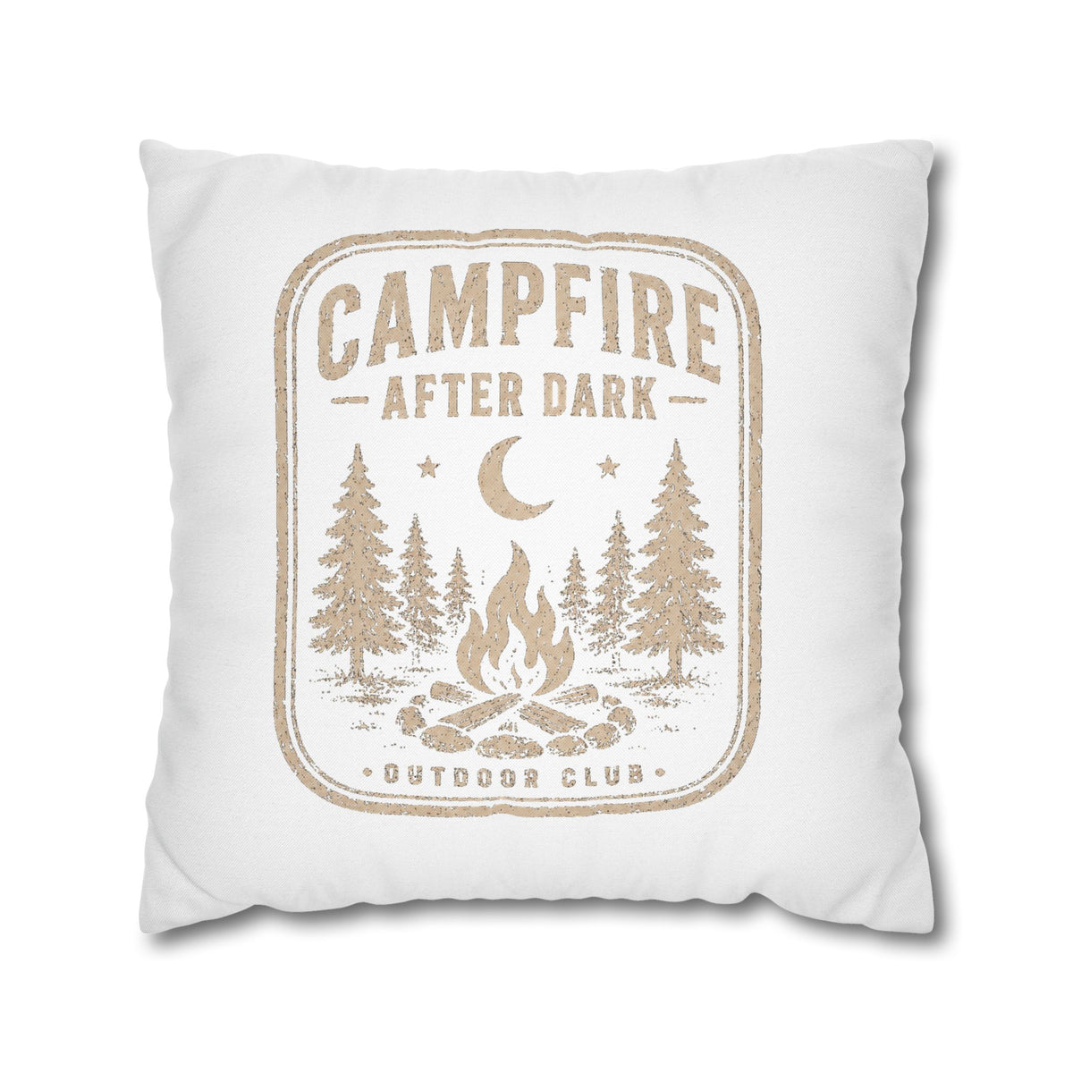 Campfire After Dark Square Pillowcase Milo Bailey Dog Dad Mom– Rustic Outdoor Camping Throw Pillow Cover