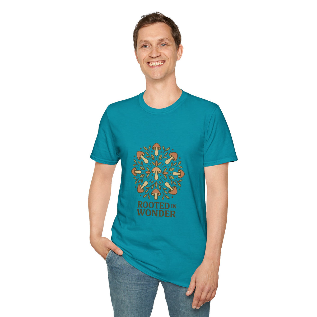 Mushroom Mandala T-Shirt — "Rooted in Wonder" Botanical Graphic Tee