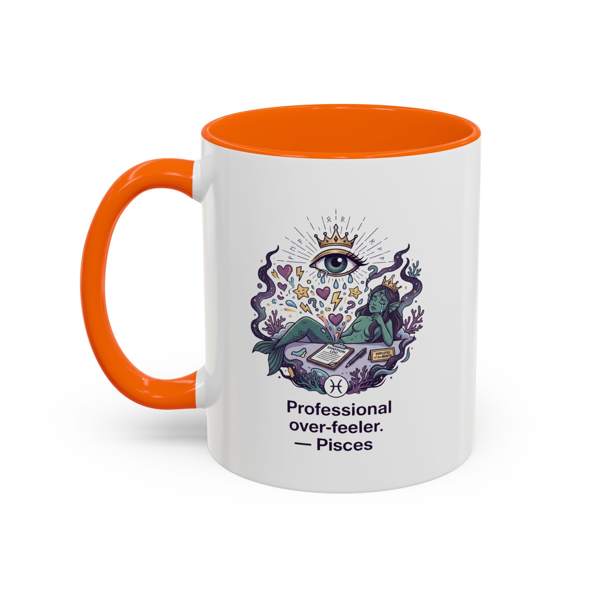 Pisces Coffee Mug — "Professional Over-feeler" Zodiac Accent Mug (11/15oz)