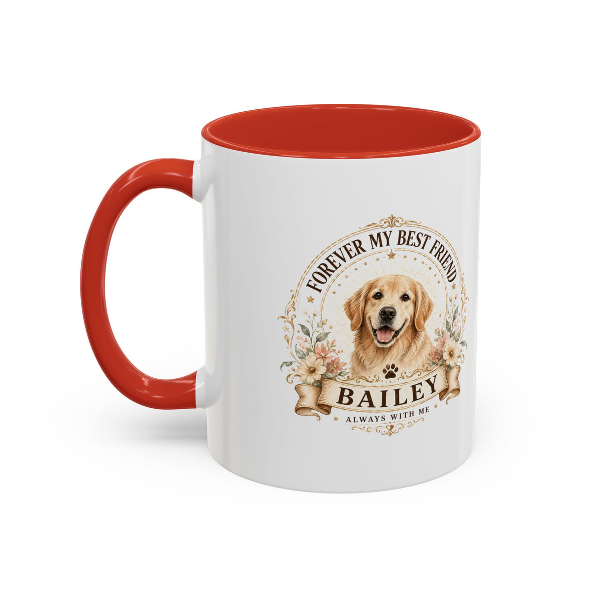 Milo Bailey Dog Dad Mom Golden Retriever Coffee Mug — “Forever My Best Friend” Personalized Dog Mug (Bailey)