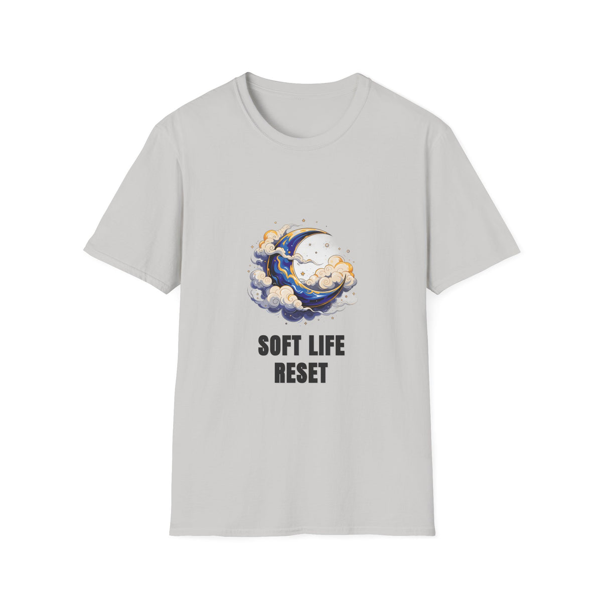Soft Life Reset T-Shirt — Crescent Moon Cloud Graphic Tee - Trending Now - August 2026