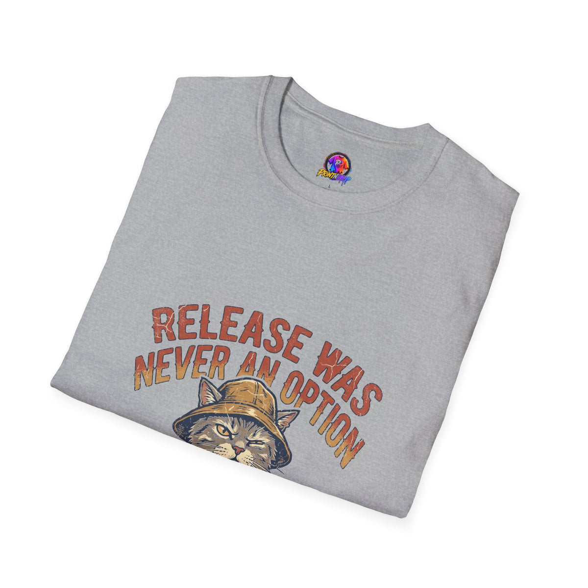 Funny And Witty Fishing Cat T-Shirt – "Release Was Never An Option" Vintage Angler Tee