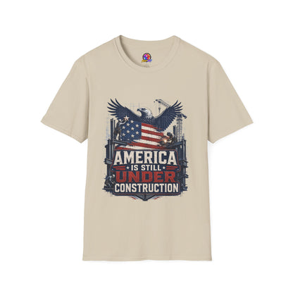 T-Shirt — 'America Is Still Under Construction' Patriotic Eagle Graphic