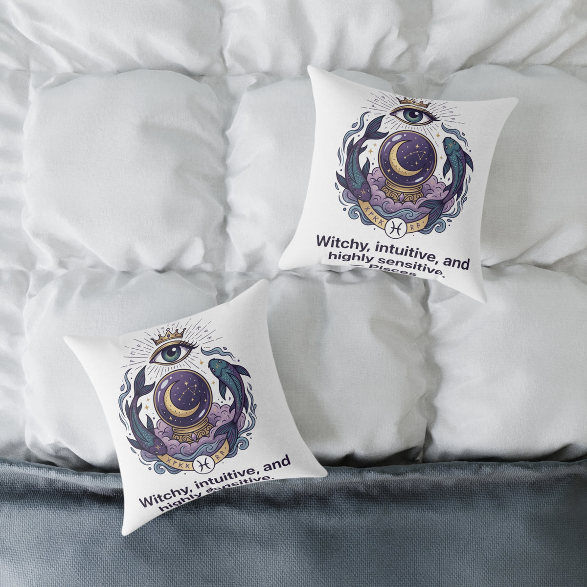 Pisces Zodiac Highly Sensitive And Intuitive Square Poly Canvas Pillow