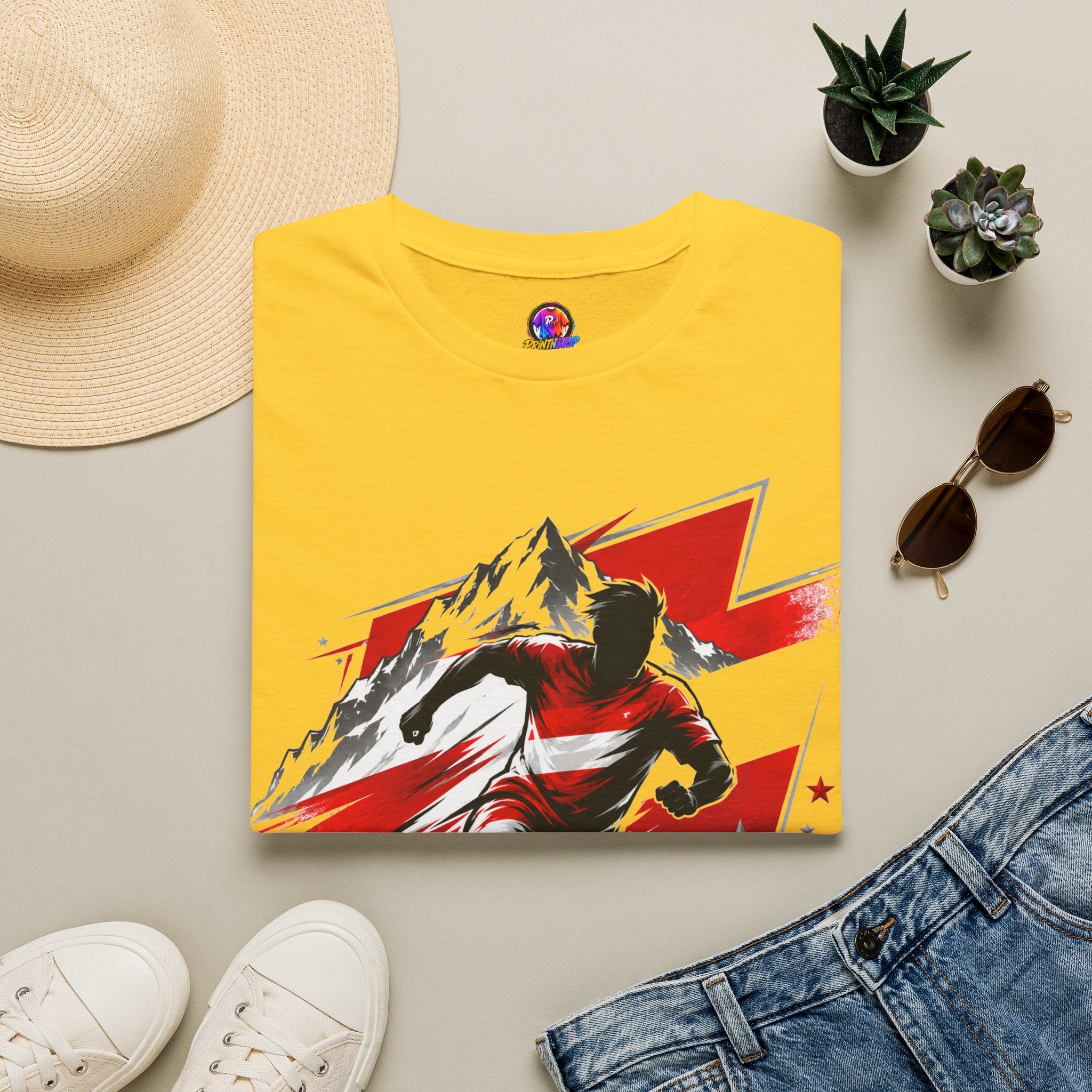 Austria  Alpine Charge Soccer T-Shirt — Mountain Football Graphic Tee -