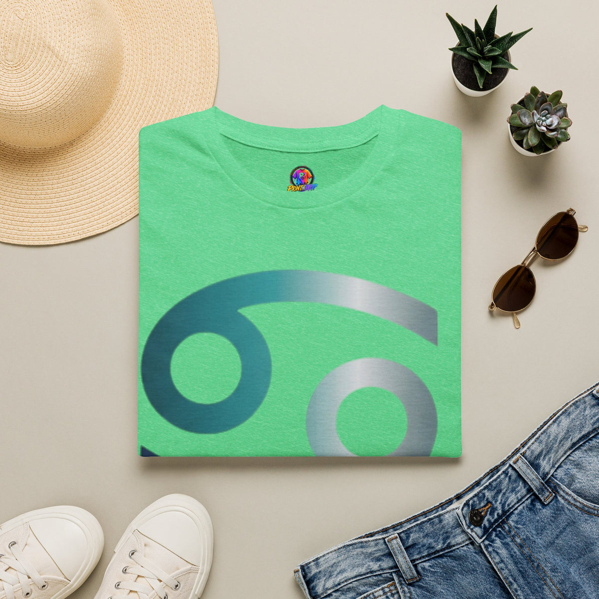 Cancer Zodiac T‑Shirt — Dripping Gradient Astrology Tee (Cancer Symbol)