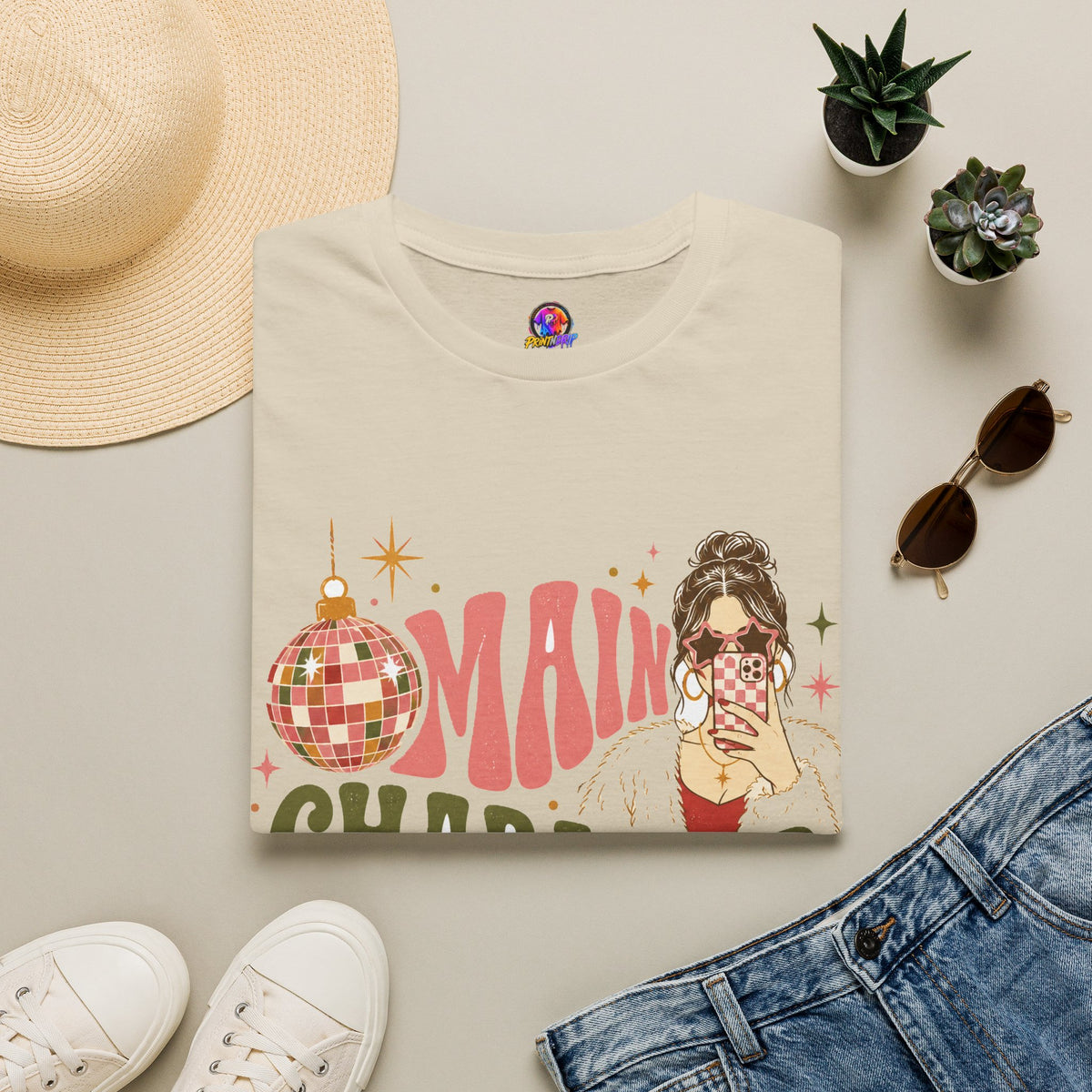 Christmas T-Shirt — "Main Character Christmas" Graphic Tee (Holiday Mom Aesthetic)