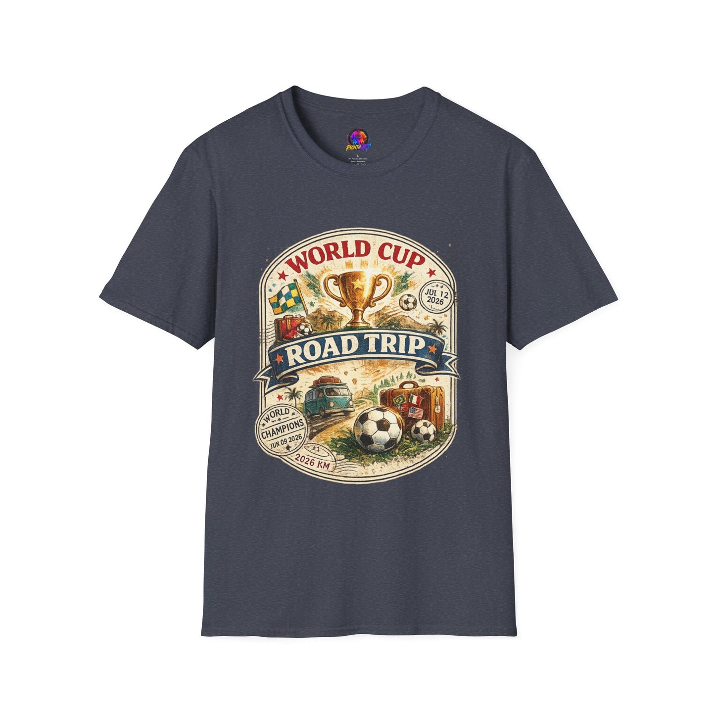 World Cup Road Trip T-Shirt — Vintage Soccer Trophy Design