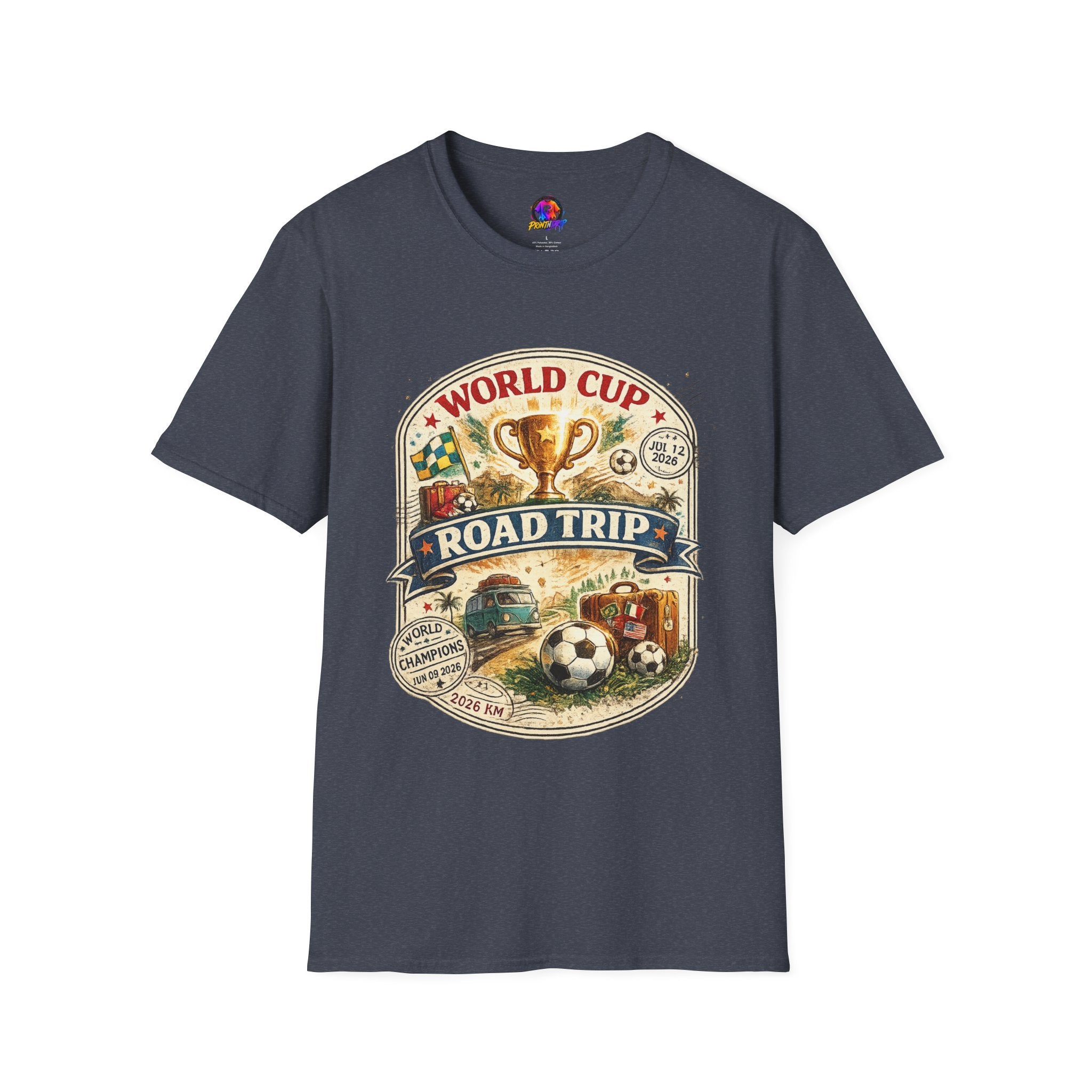 World Cup Road Trip T-Shirt — Vintage Soccer Trophy Design
