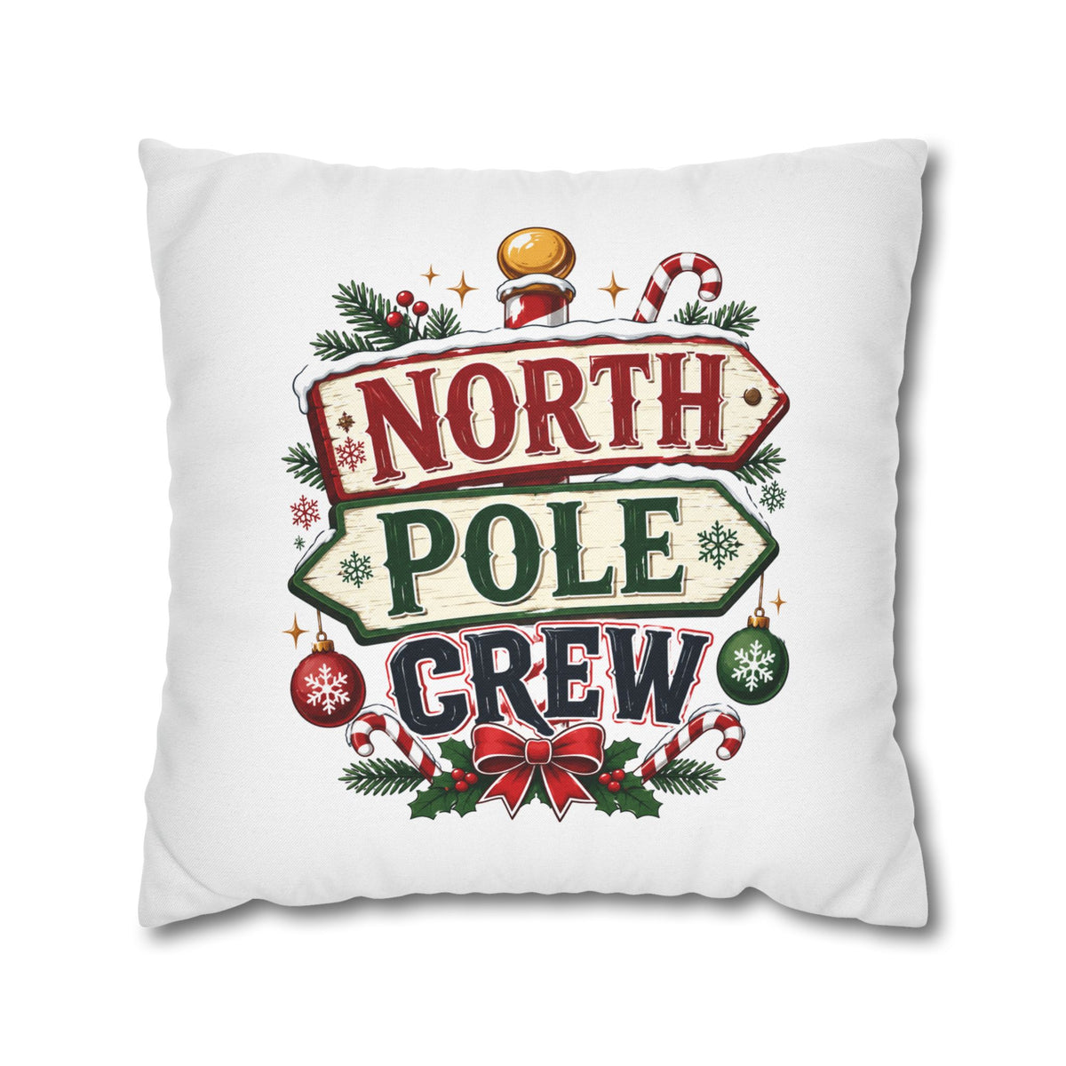 Christmas North Pole Crew Holiday Pillowcase — Christmas Decorative Throw Pillow