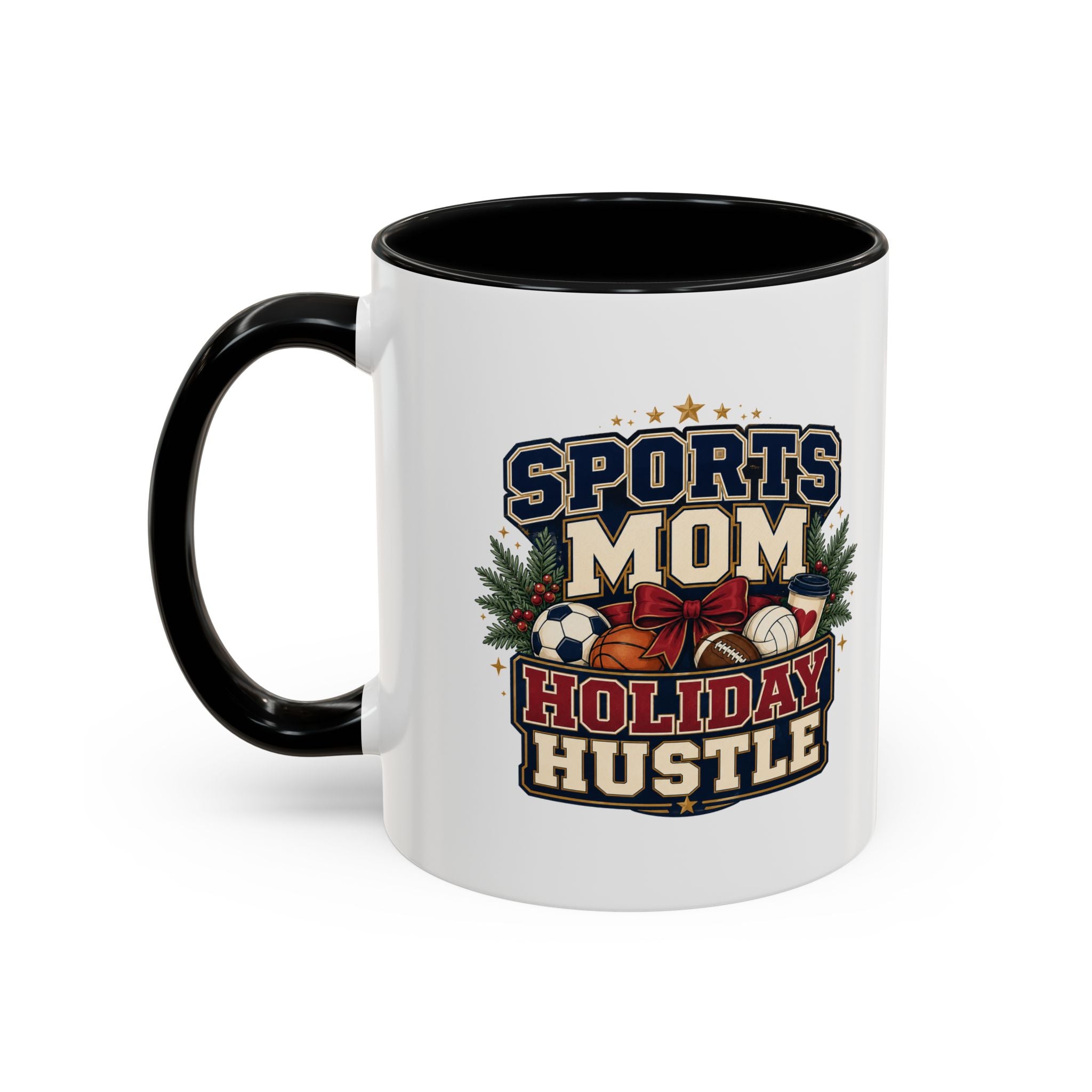 Modern Day Christmas Sports Mom Holiday Hustle Accent Coffee Mug – Christmas Sports Mom Gift