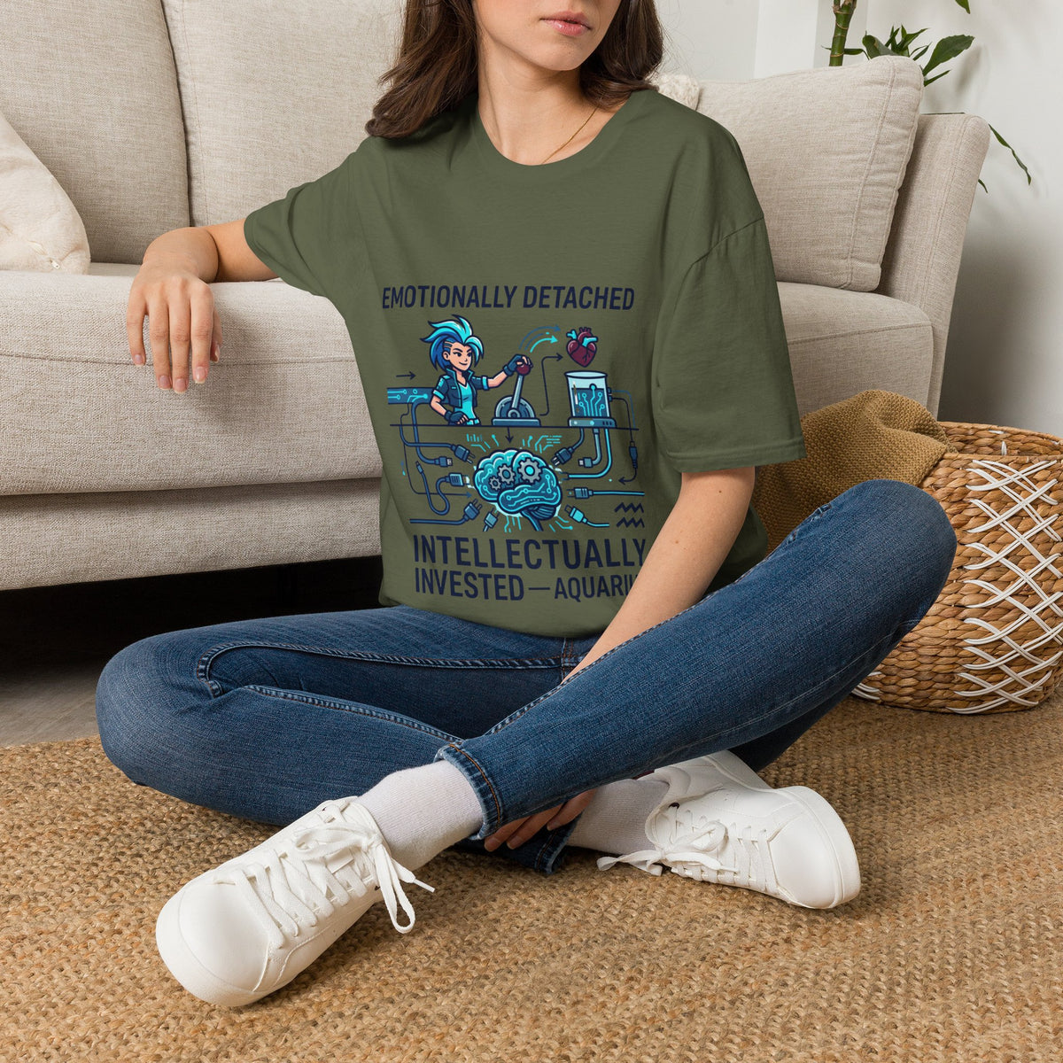 Aquarius Zodiac Emotionally Detached, Intellectually Invested T-Shirt — Aquarian Graphic Tee
